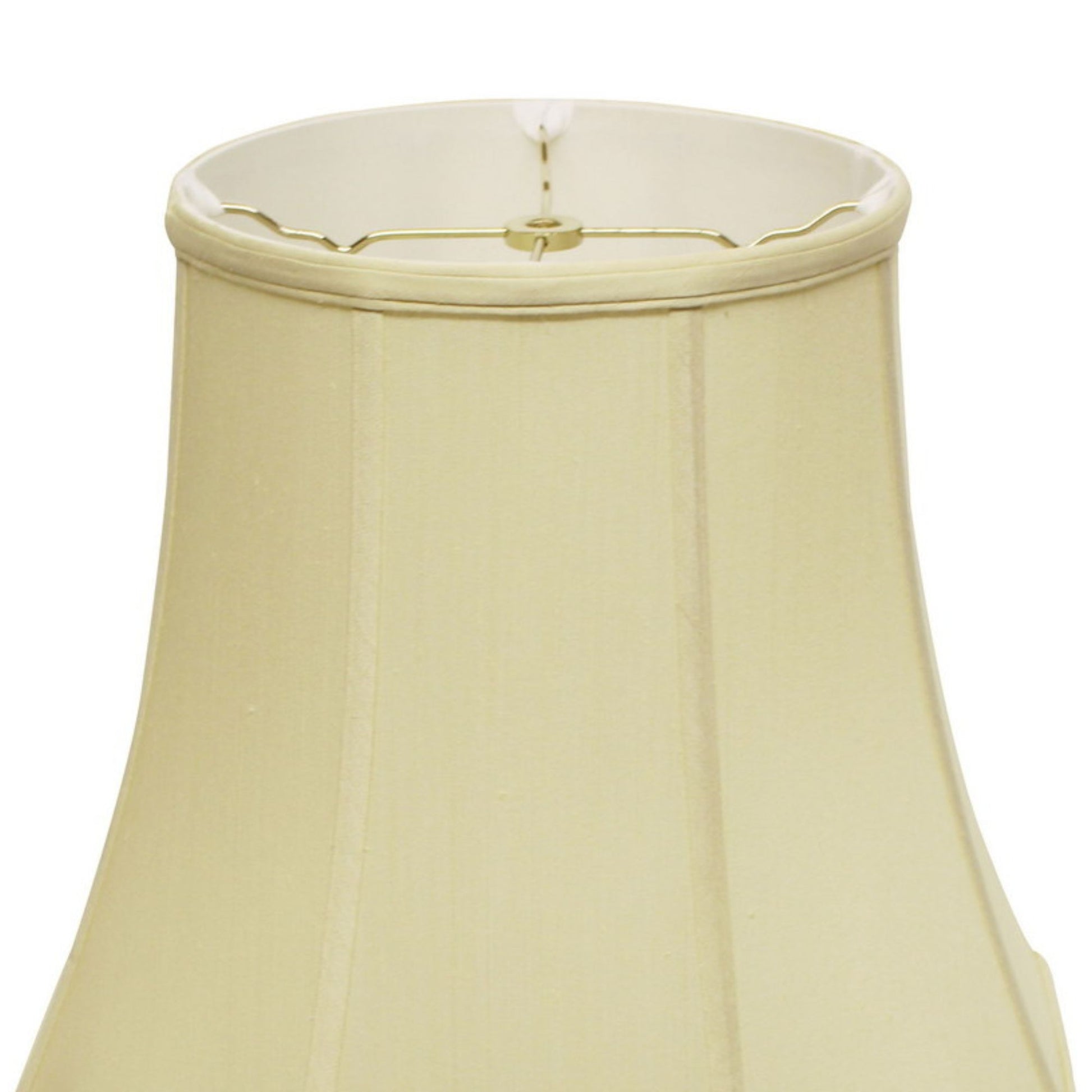Cream empire lampshade with gold harp fitting fabric bell shape
