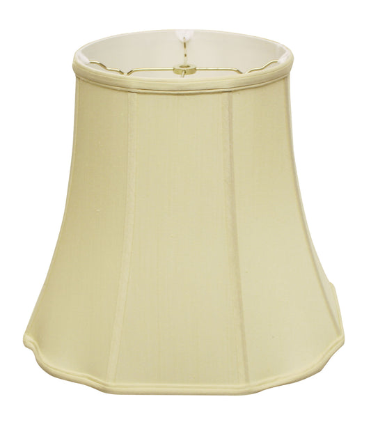 Cream pleated bell lampshade with gold trim