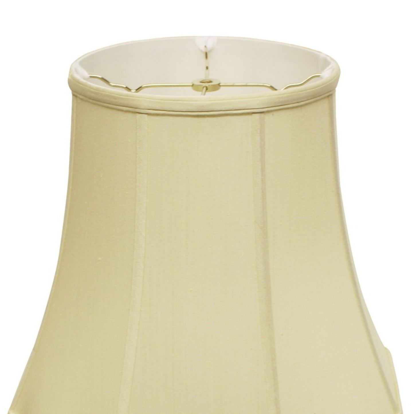Cream bell lampshade with subtle vertical stitching suitable for table lamps
