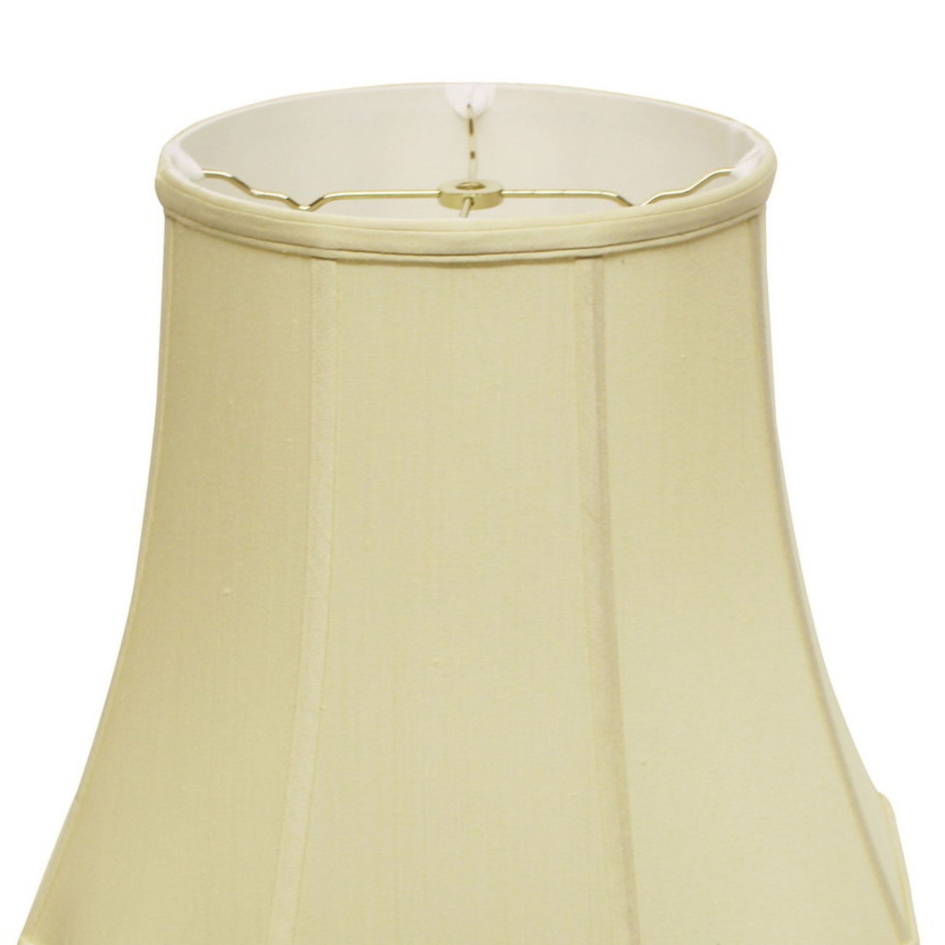 Cream bell lampshade with subtle vertical stitching suitable for table lamps