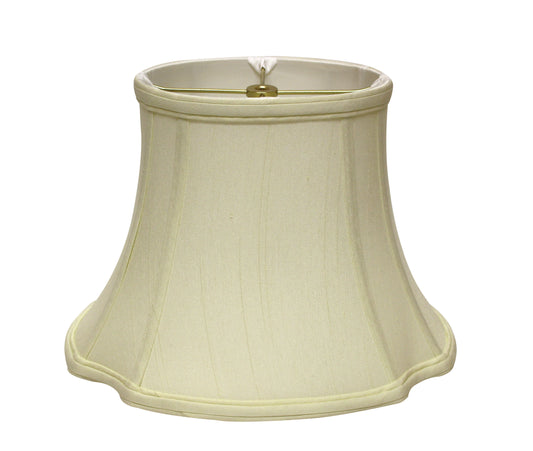 Pleated cream bell lampshade with scalloped trim and brass spider fitter