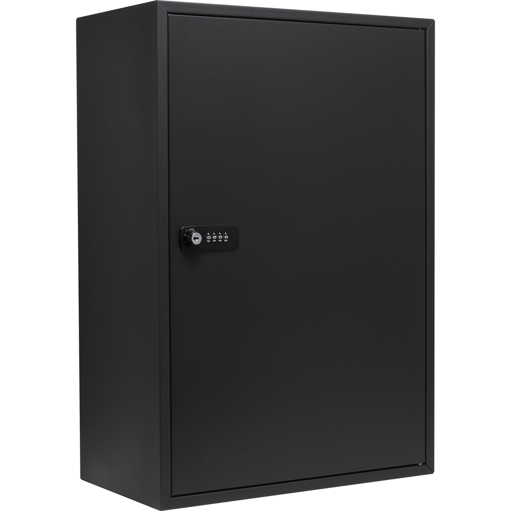 Black metal key cabinet with digit combination lock for secure storage