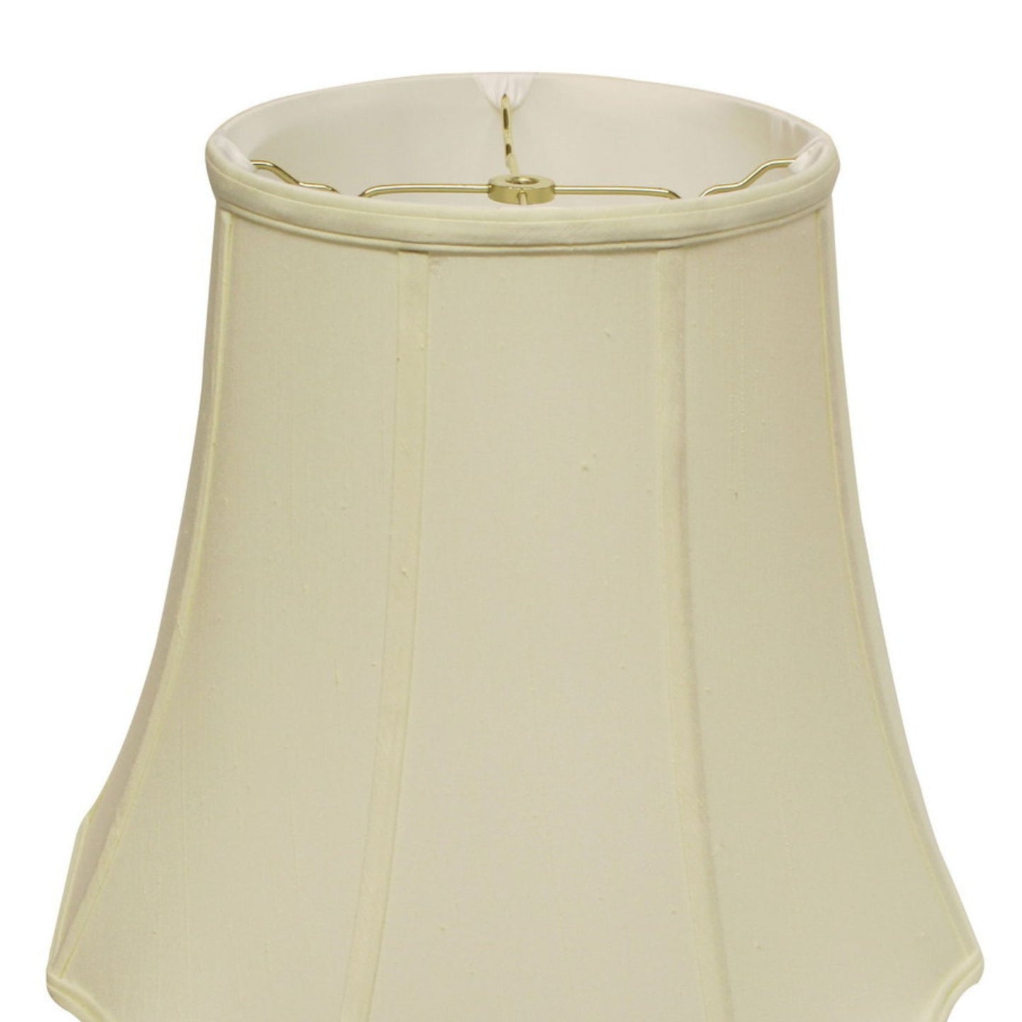 Cream pleated bell lamp shade with brass spider fitter for vintage lamps