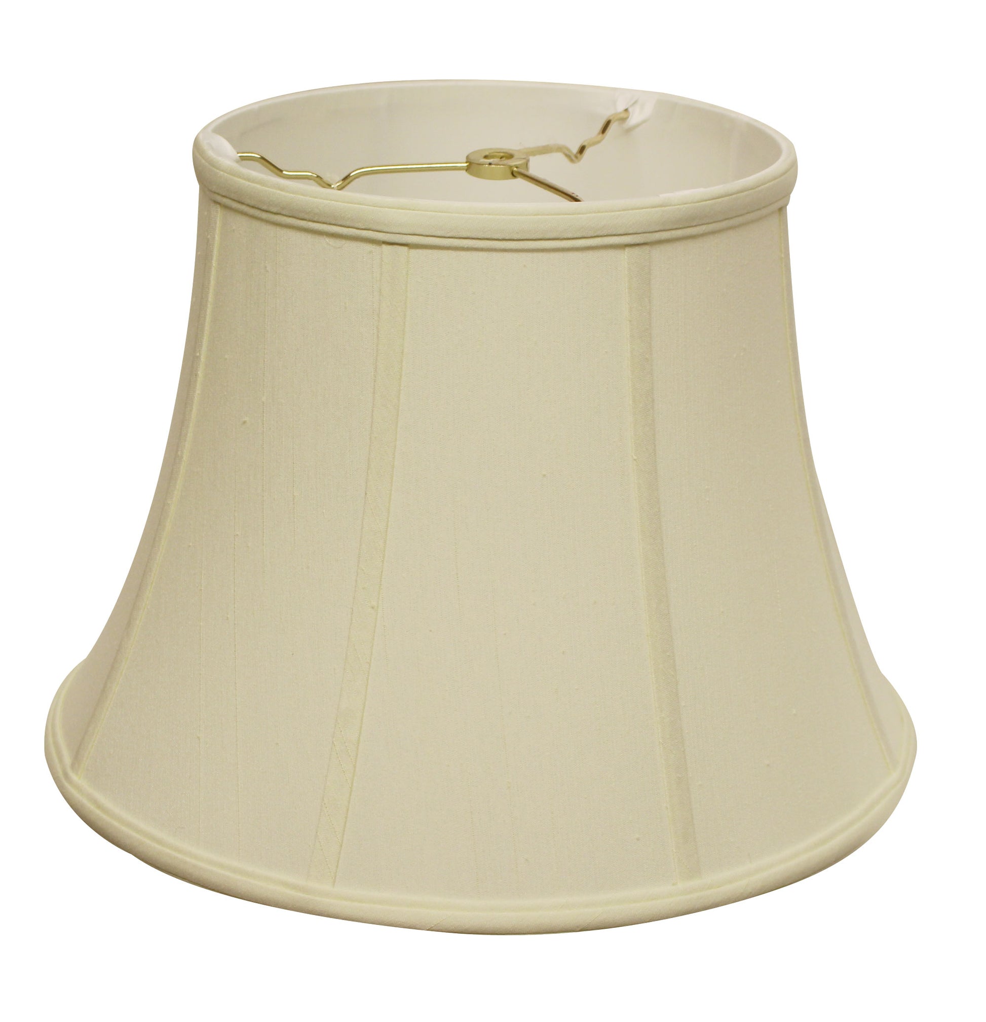 Bell shaped beige fabric lampshade with gold spider fitter