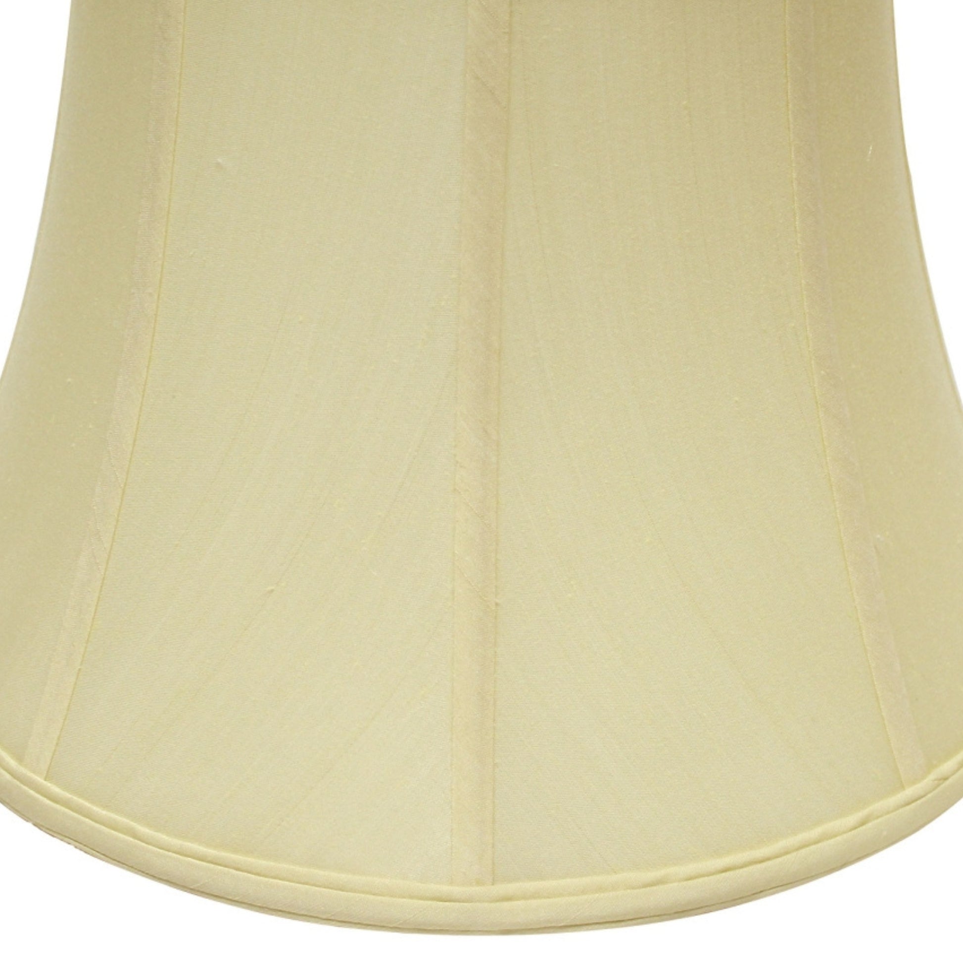 Classic bell shaped light yellow fabric lampshade with trim