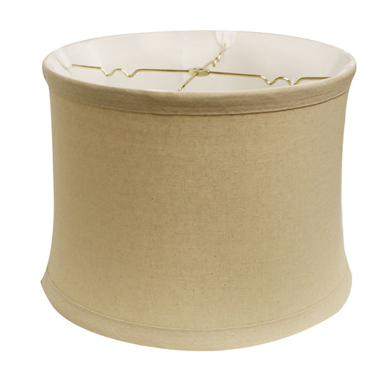 Drum lampshade in natural linen fabric with a gold spider fitter