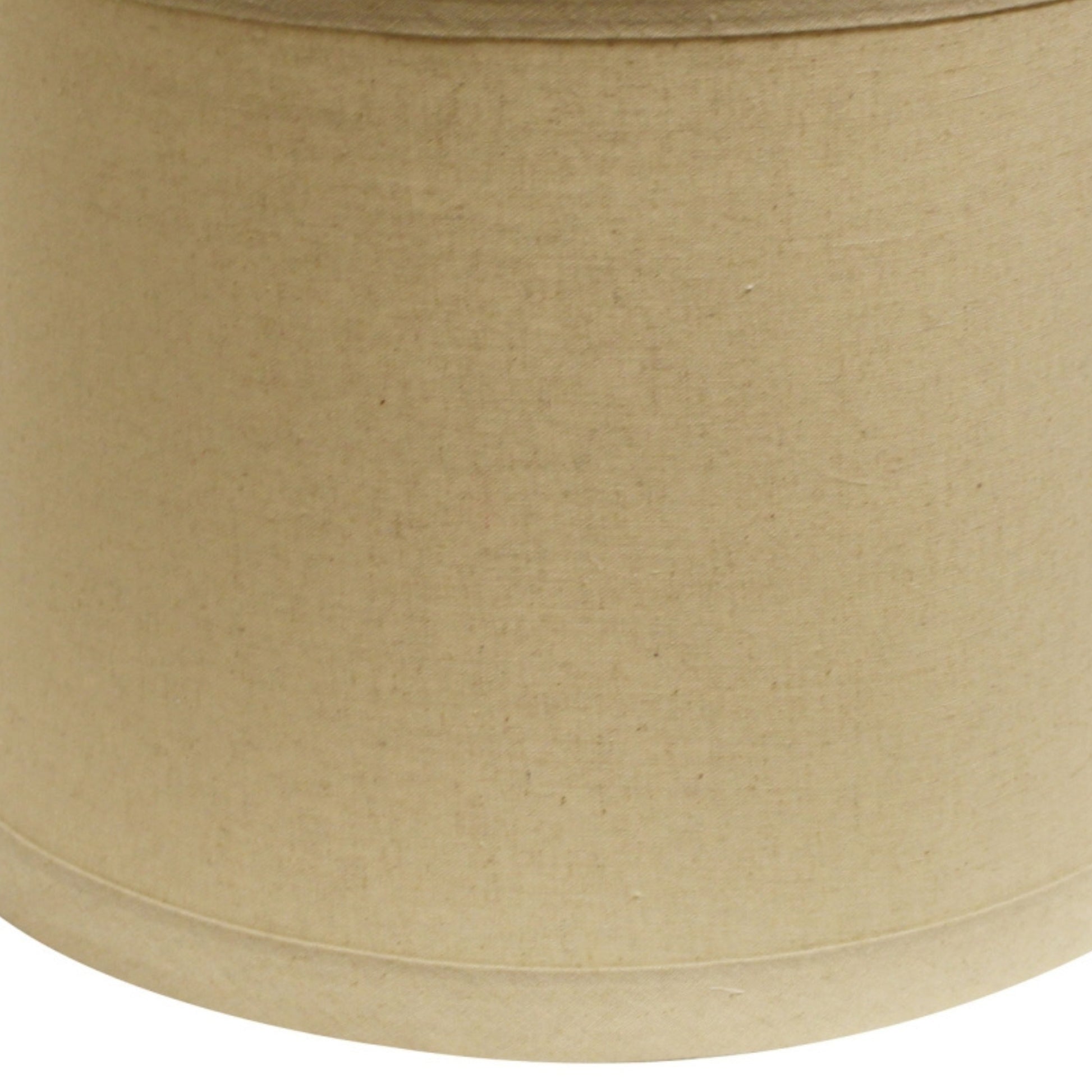 Textured beige drum lampshade with subtle linen weave for warm ambient lighting