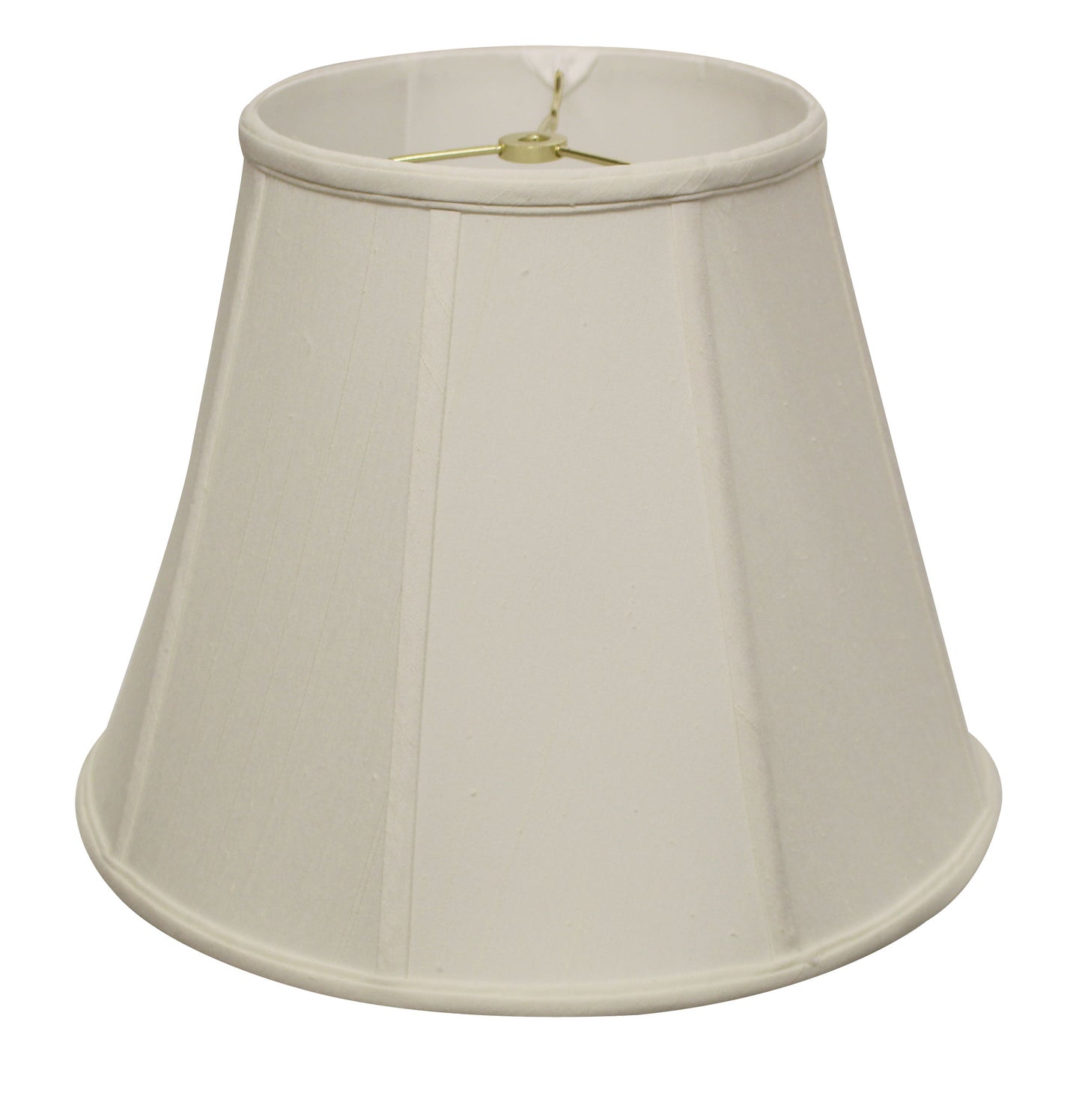 Cream pleated empire lampshade with gold spider fitter and white fabric lining