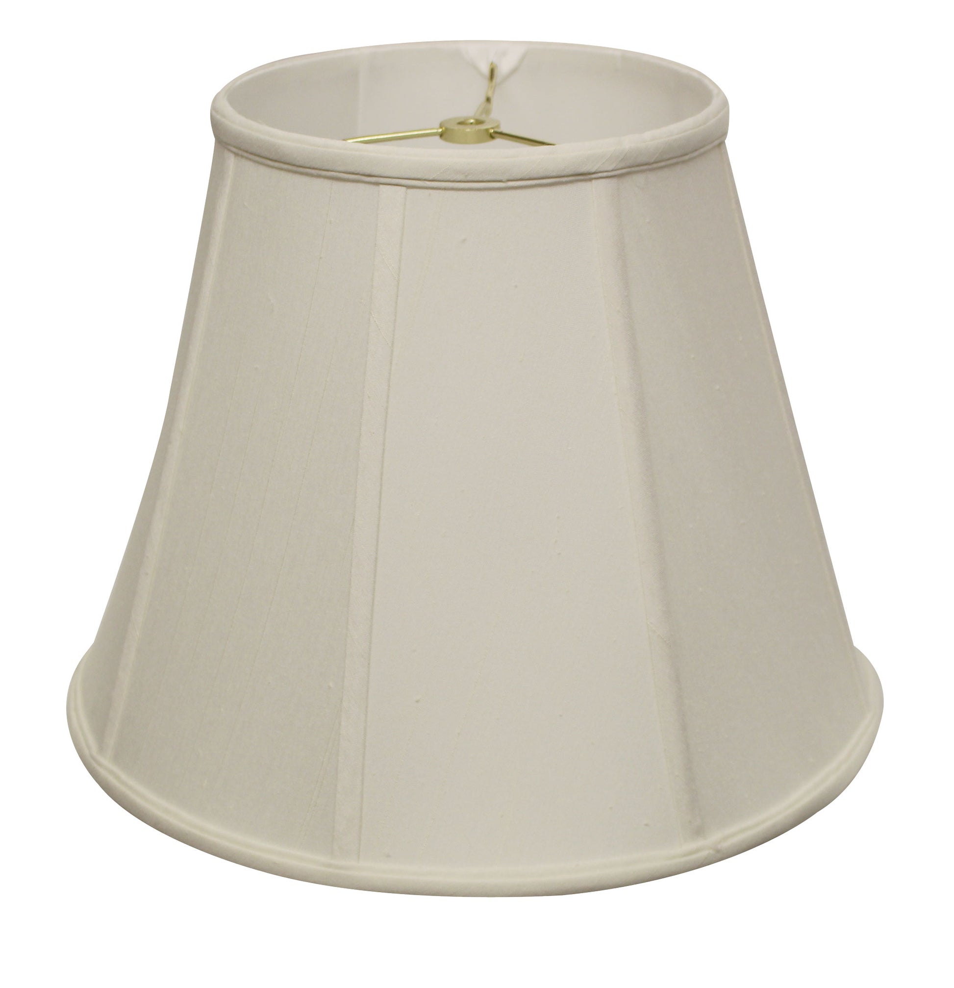 Cream pleated empire lampshade with gold spider fitter and white fabric lining