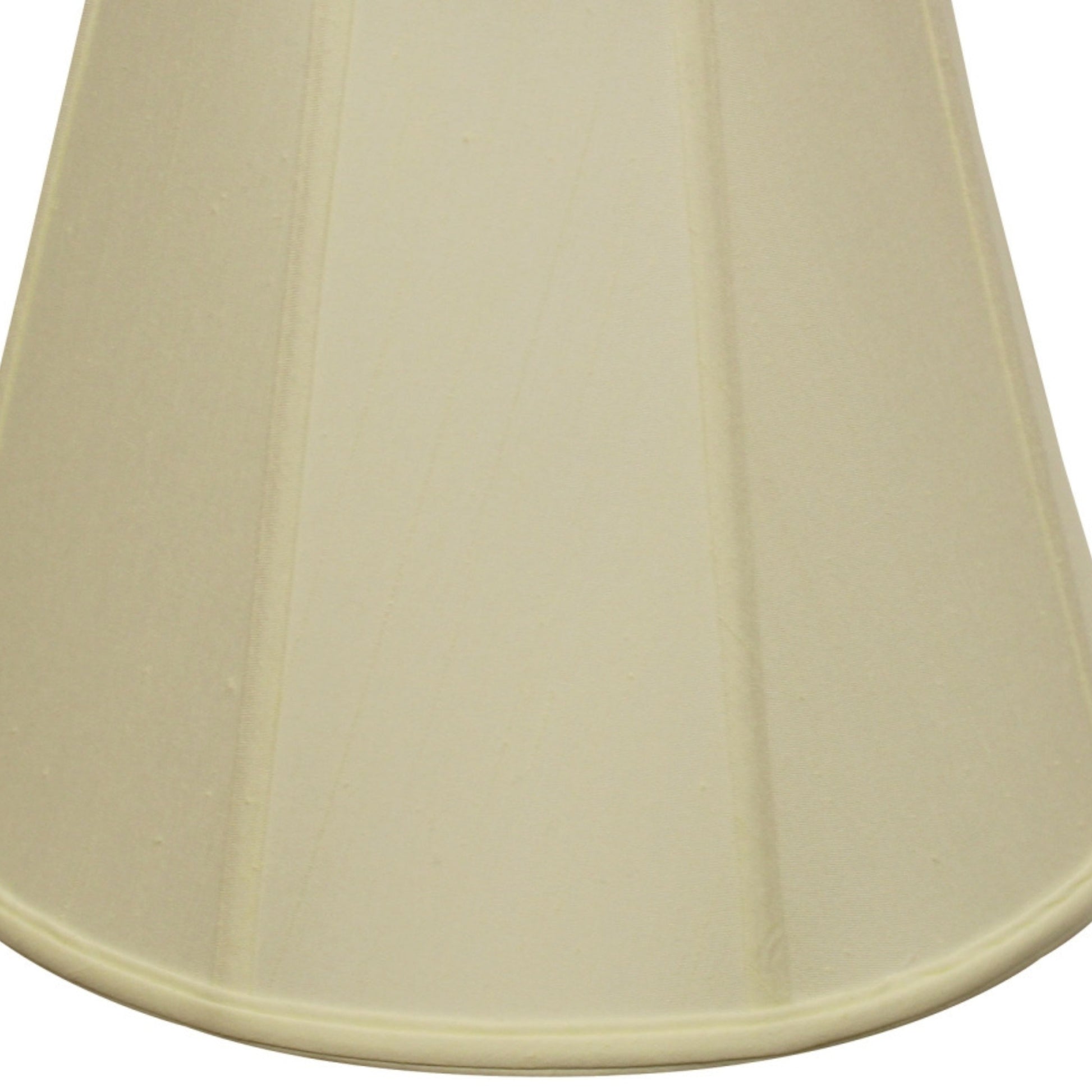 Cream bell lampshade with pleated fabric texture and a light border