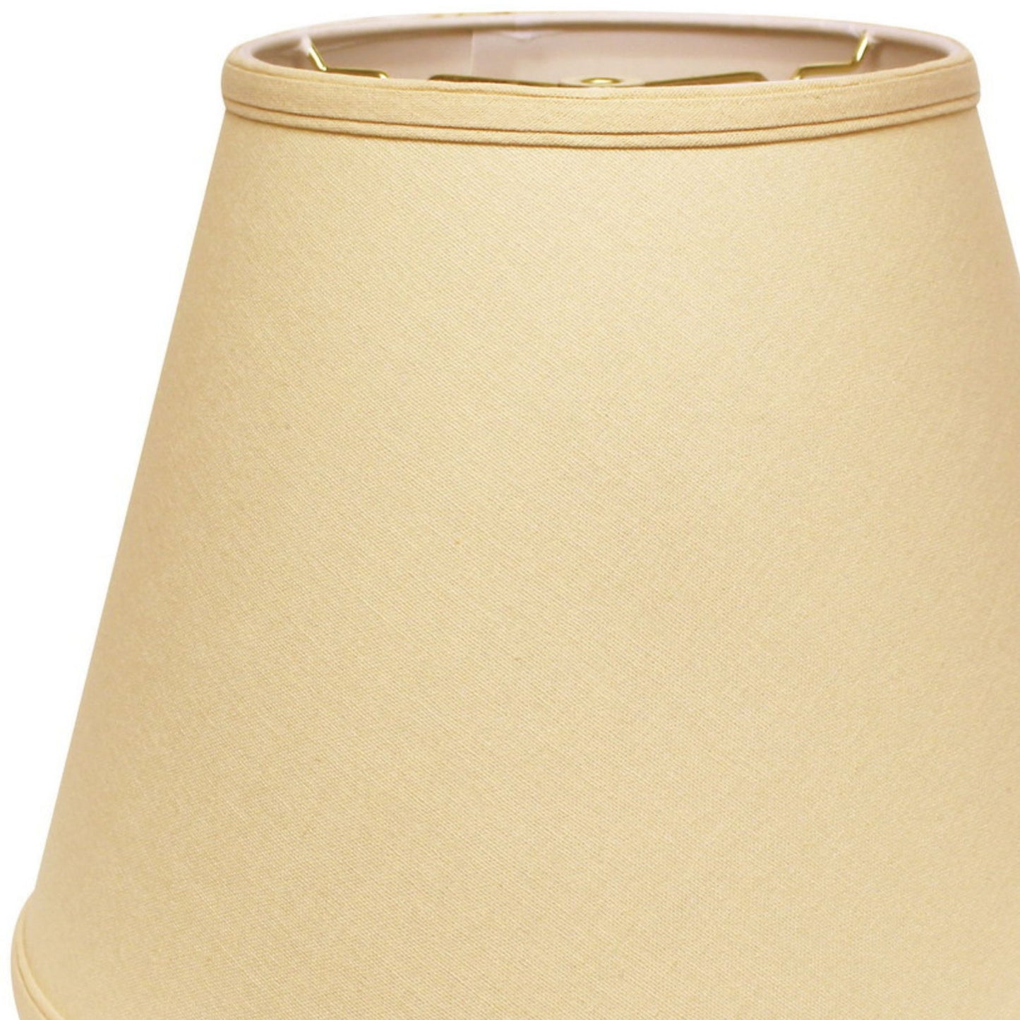 Cream empire lampshade with textured fabric and brass trim