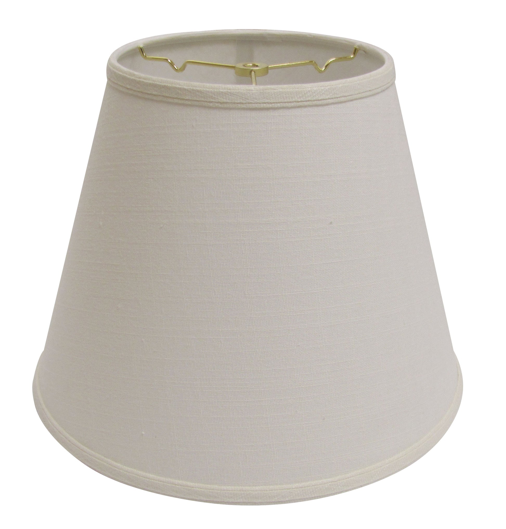 Offwhite linen drum lampshade with gold spider fitter