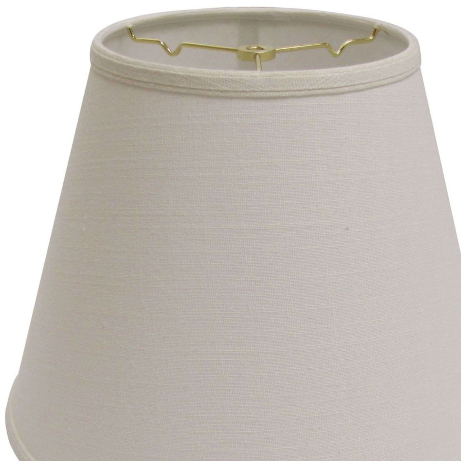Beige fabric empire lampshade with gold spider fitter