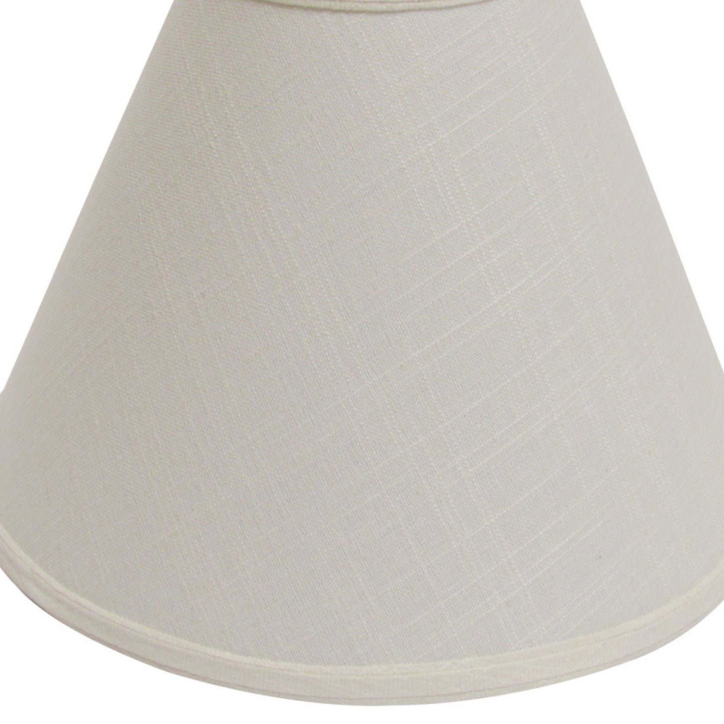 Beige linen cone lampshade with clean trim for a subtle modern look