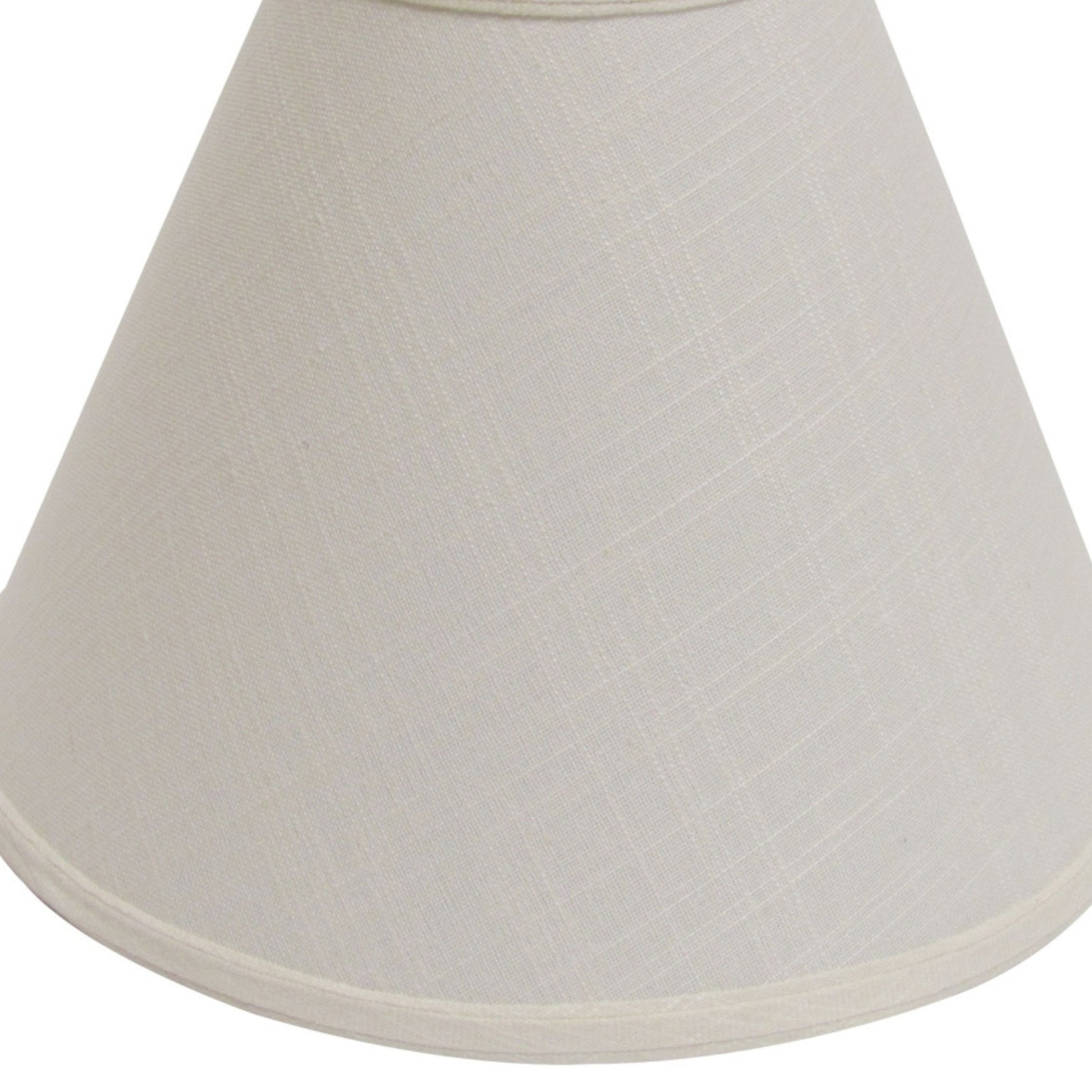 Beige linen cone lampshade with clean trim for a subtle modern look