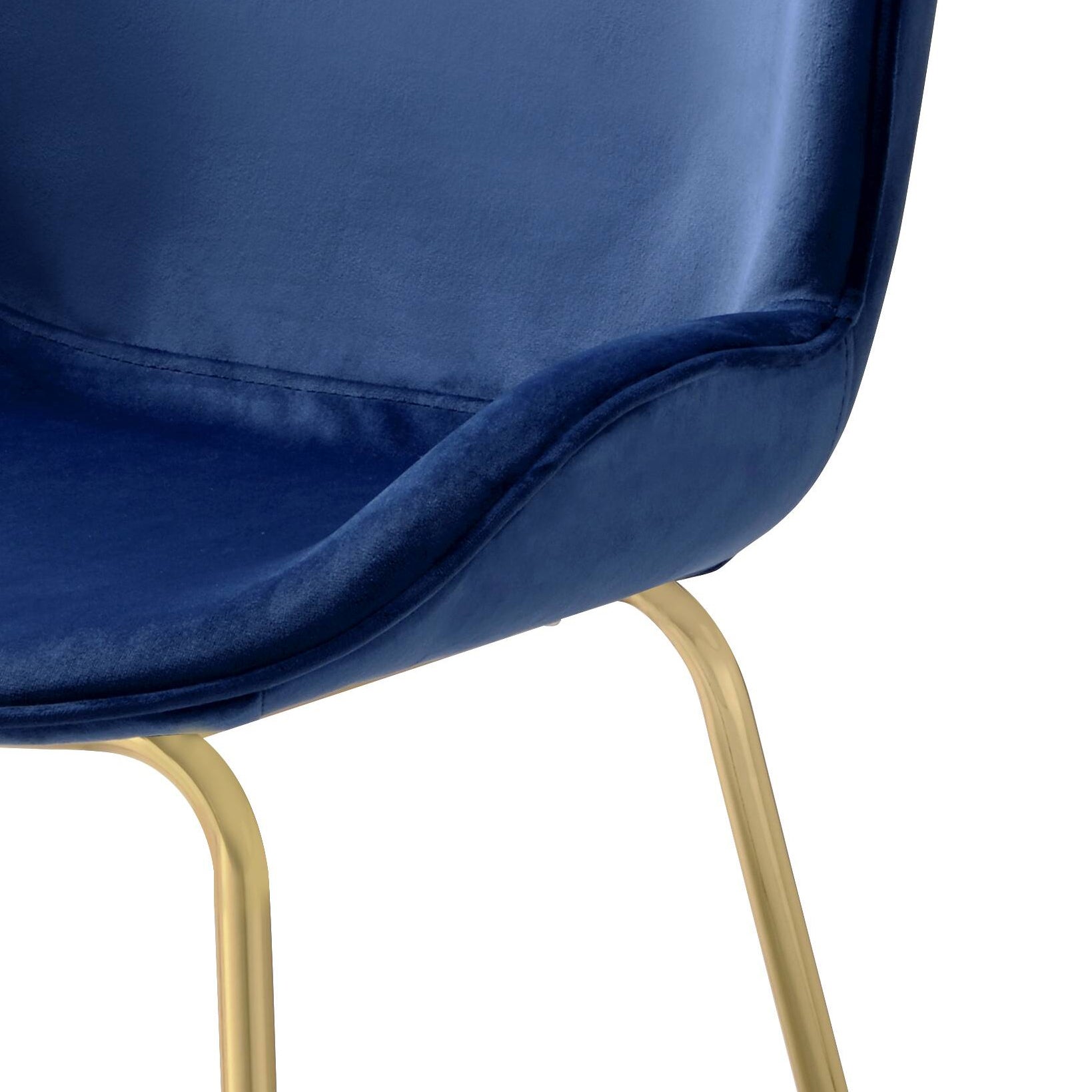 Navy blue velvet accent chair with gold metal legs