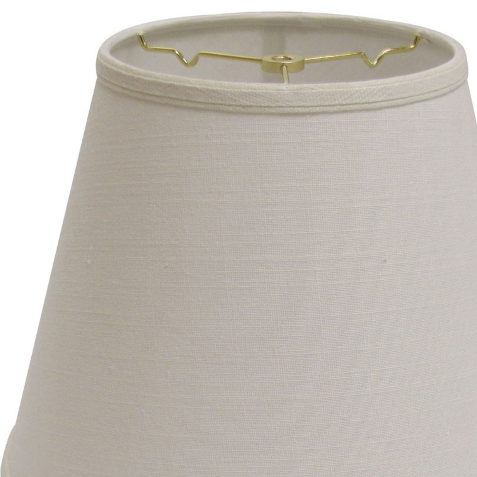 Cream linen bell lamp shade with gold spider fitter modern style