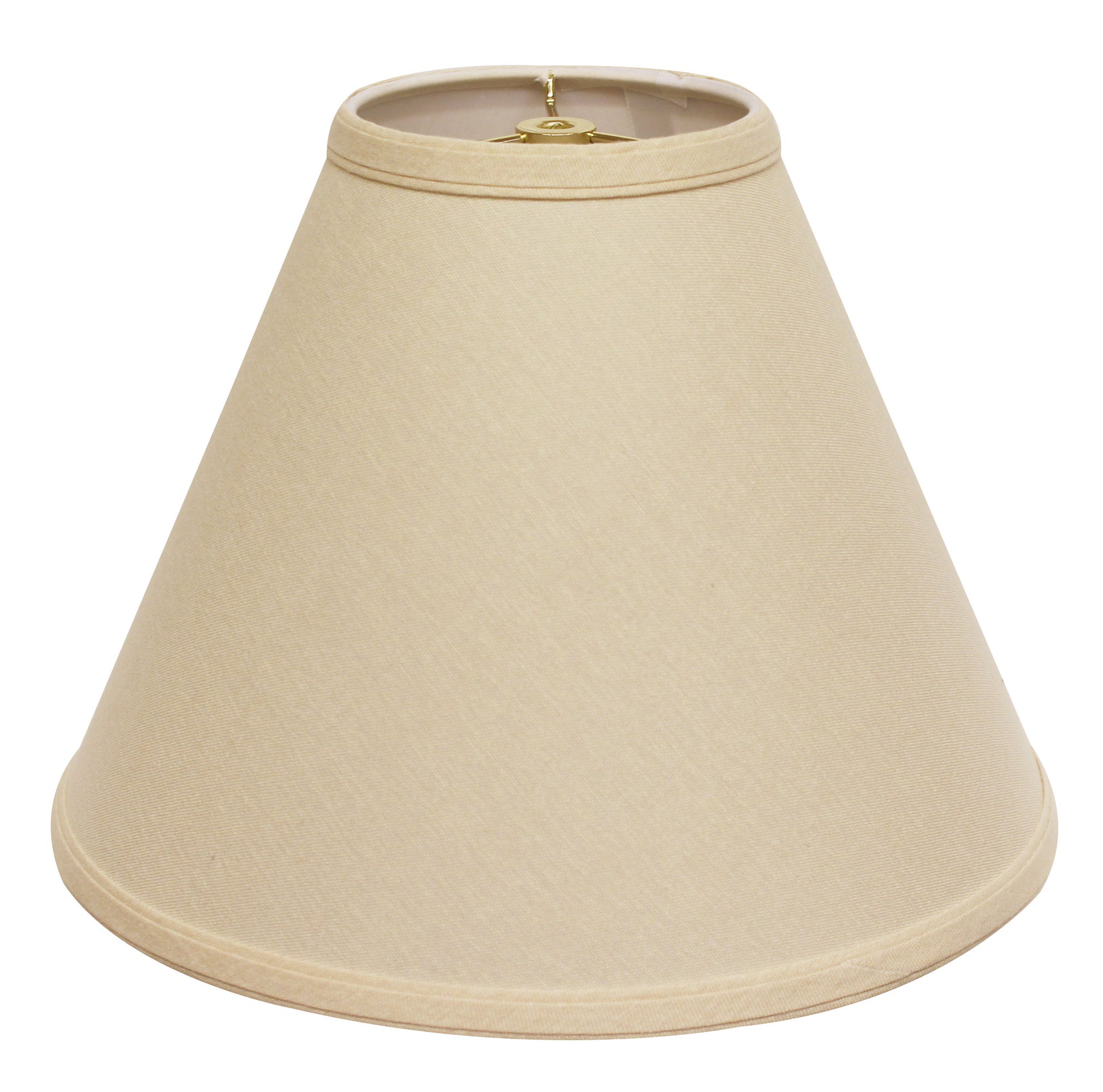 Beige fabric empire lampshade with brass fitting adds warm lighting to any room