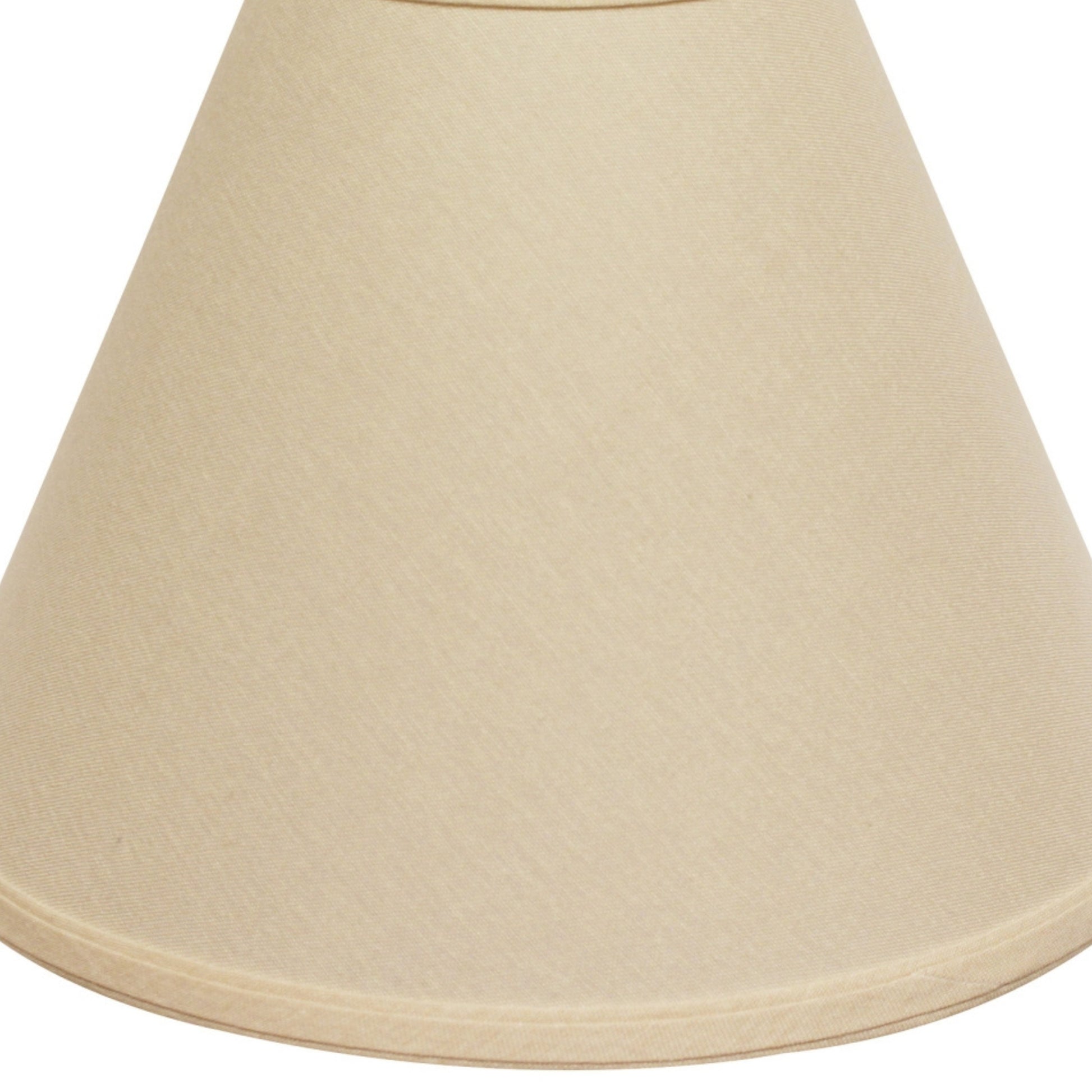 Beige empire lampshade with textured fabric and a trim detail