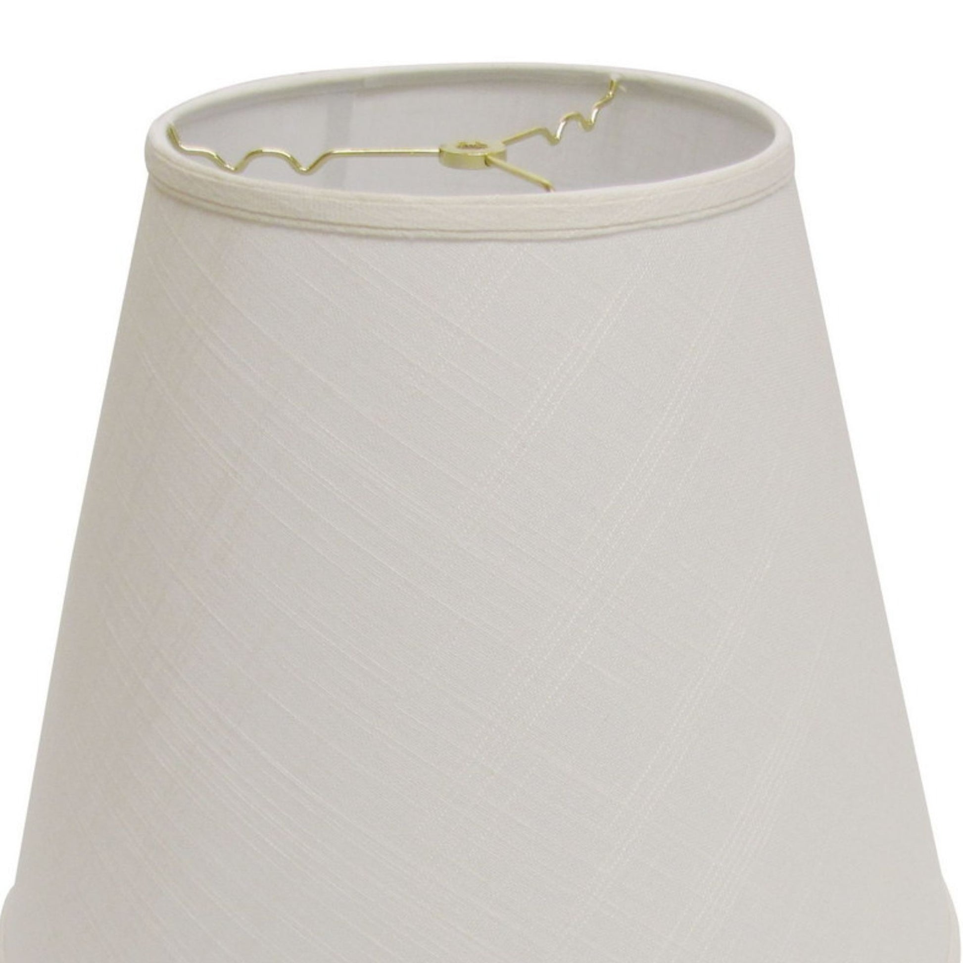 Offwhite linen lampshade with subtle diagonal weave for ambient lighting