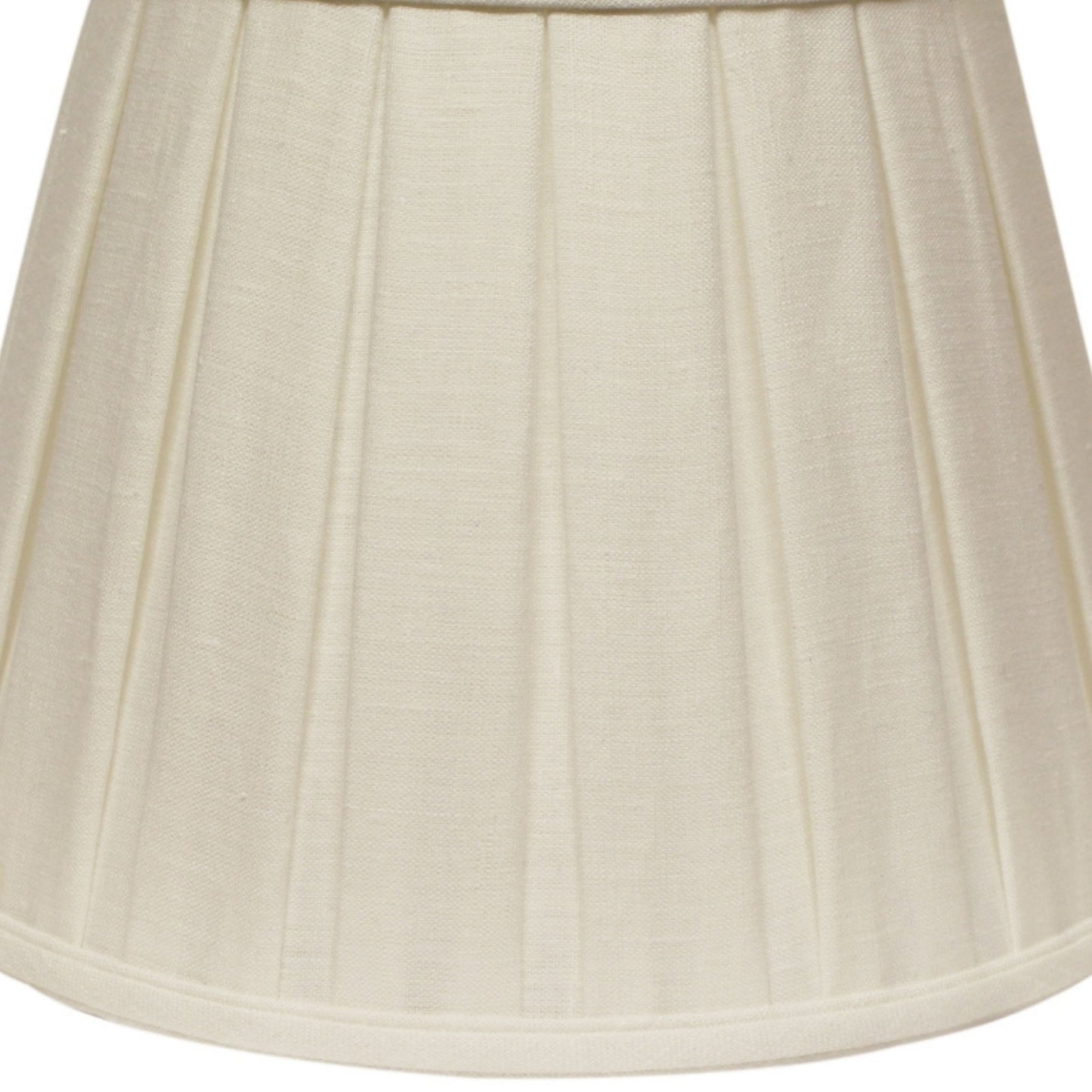 Cream pleated fabric lampshade with a classic tapered design