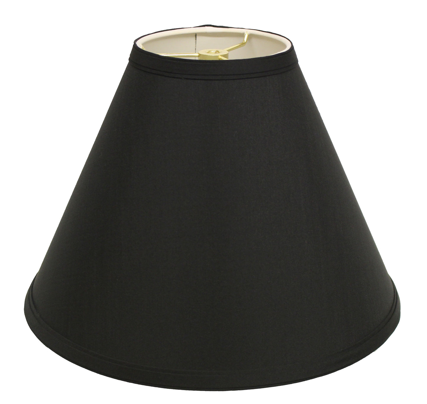 Classic black empire lampshade with gold spider fitter fabric shade
