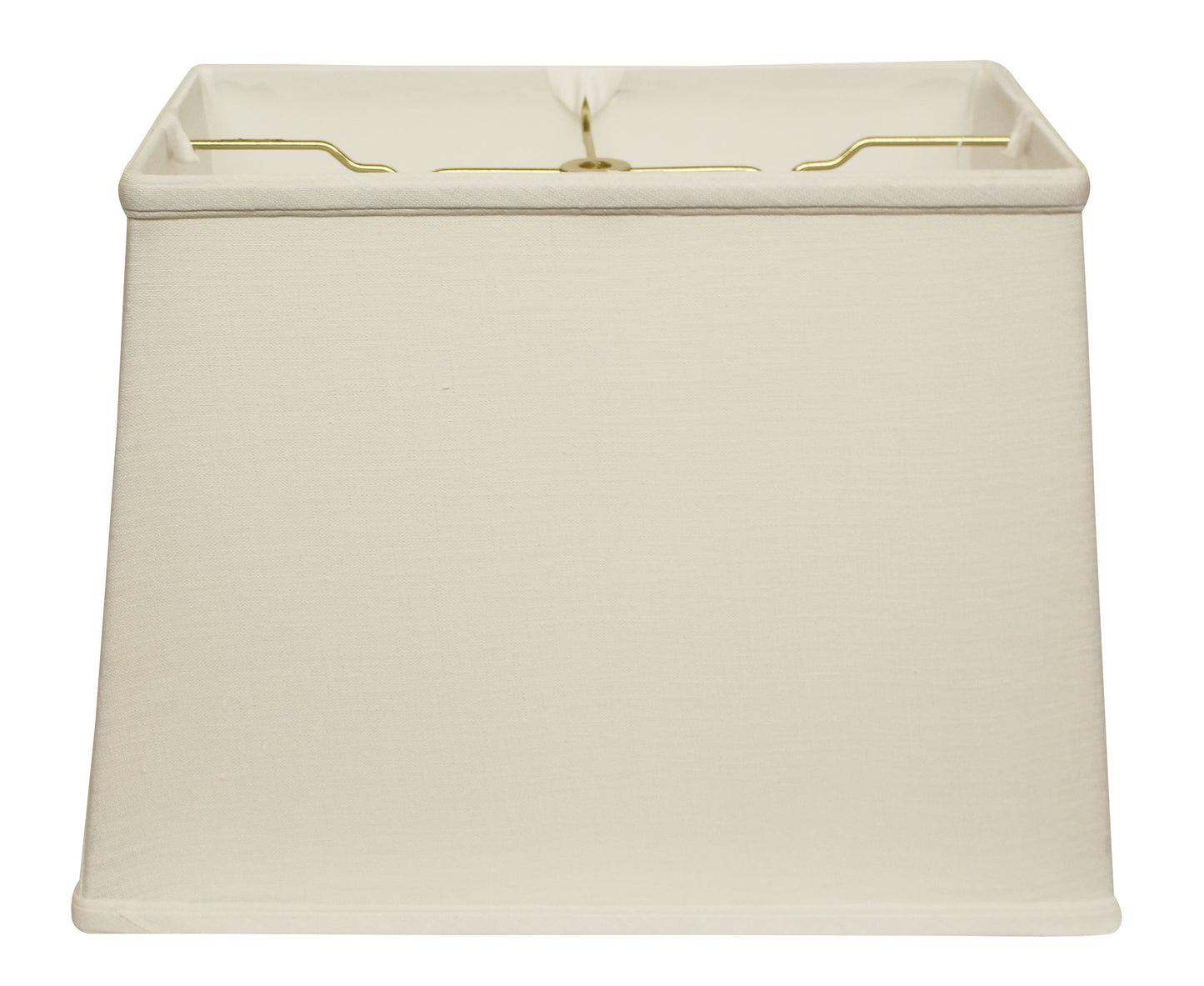 Rectangular ivory linen lampshade with gold harp fittings for table lamps