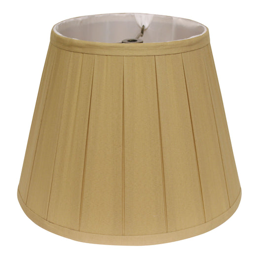 Khaki pleated empire lampshade with white interior lining  inch diameter