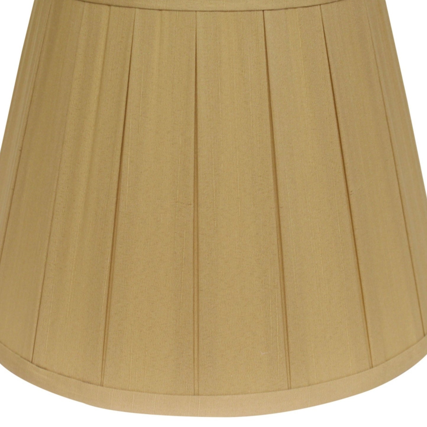 Pleated empire lampshade in a warm tan linen fabric with a classic tailored design
