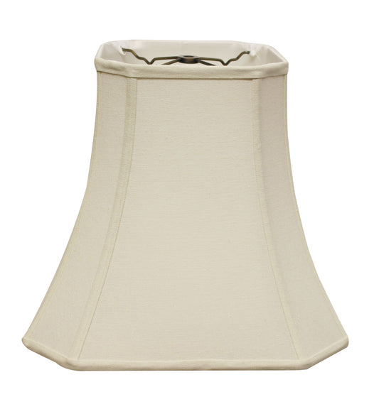 Cream empire lampshade crafted from linen fabric with a clipped corner design