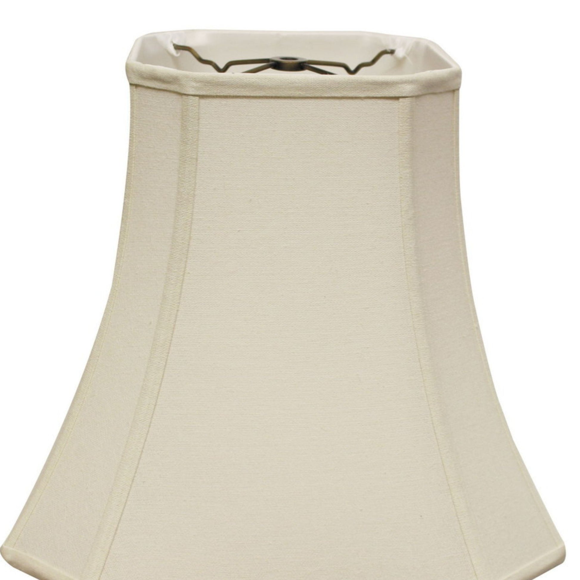 Cream fabric bell lampshade with brass hardware detail