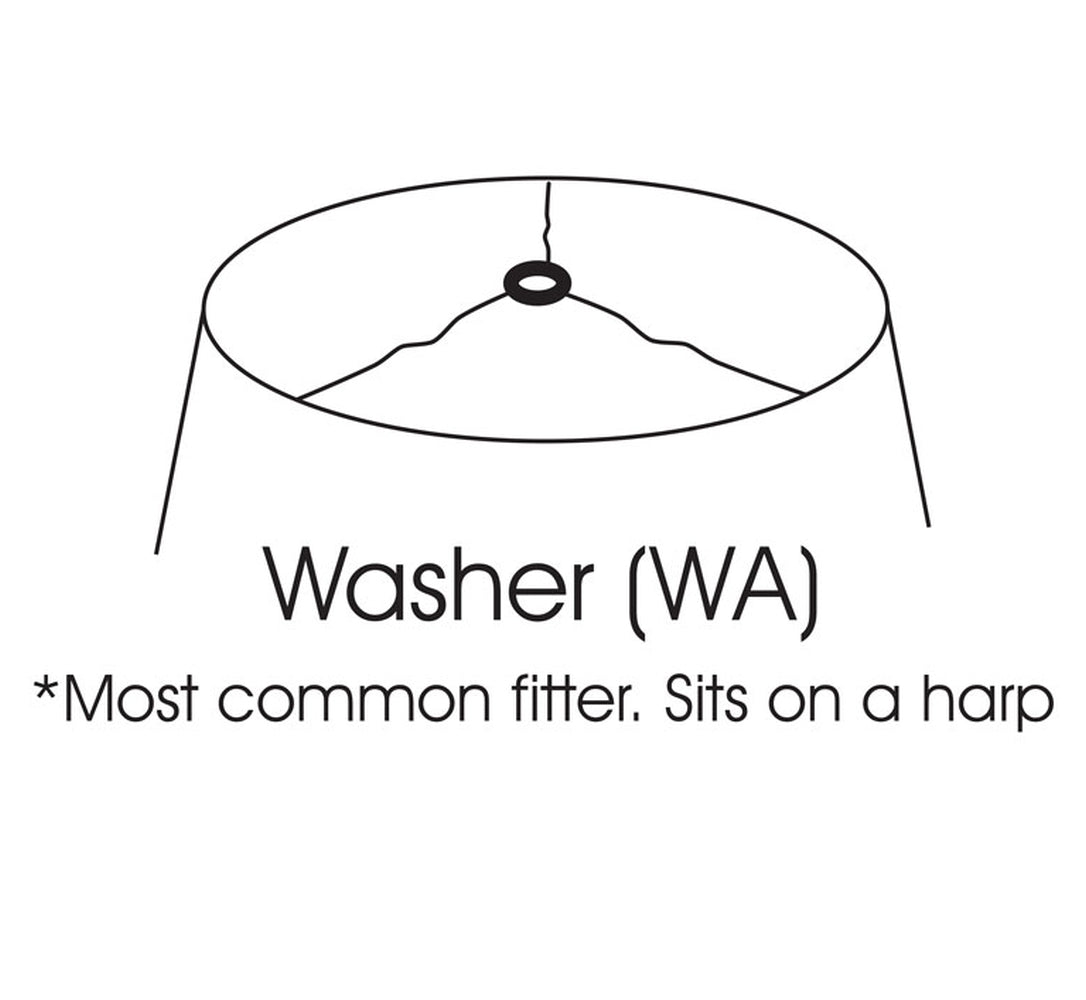 Diagram of a lampshade washer fitter WA fitting onto a harp