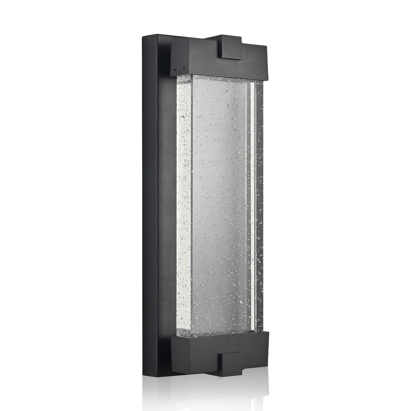 Modern black wall sconce with bubble glass cylinder and minimalist design