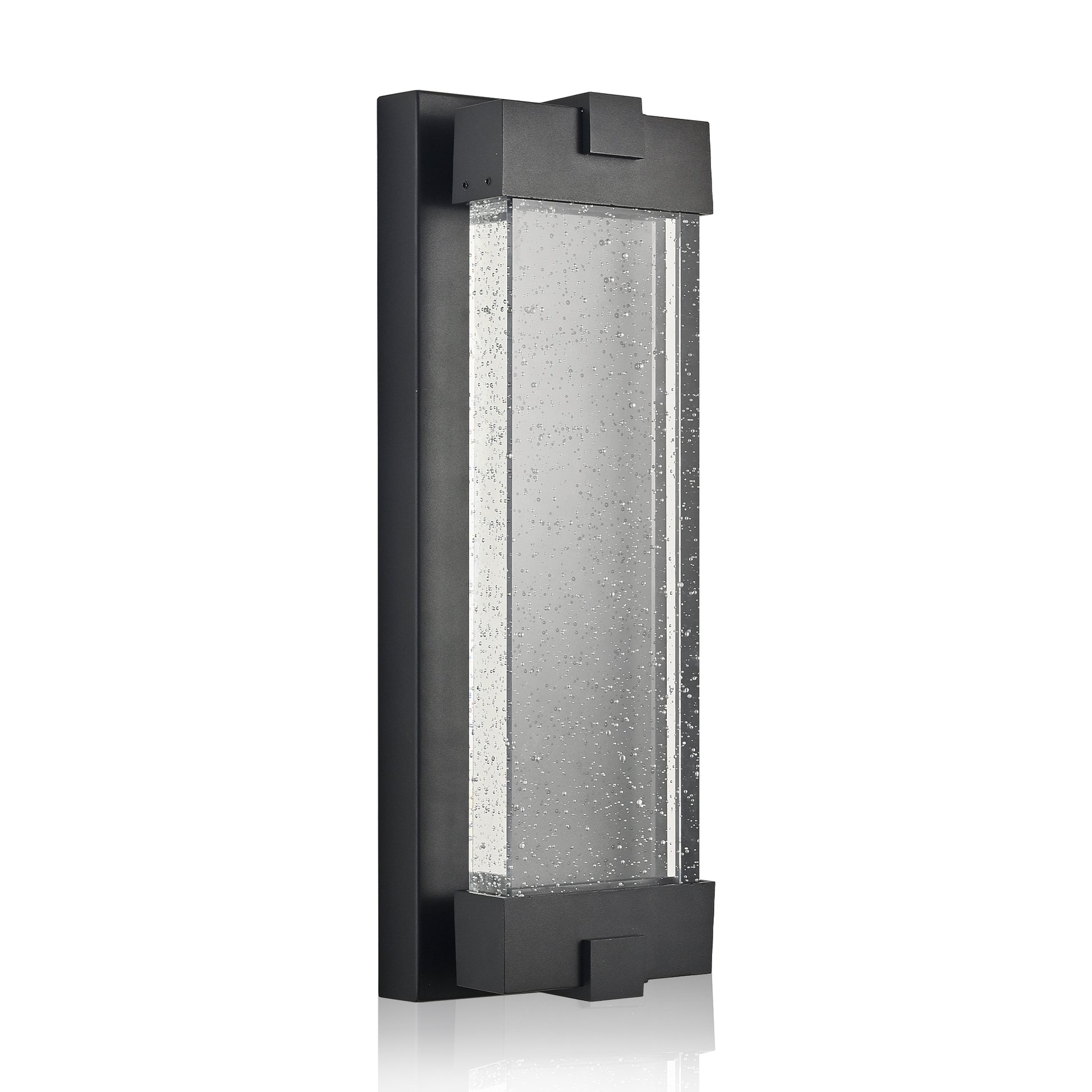 Modern black wall sconce with bubble glass cylinder and minimalist design