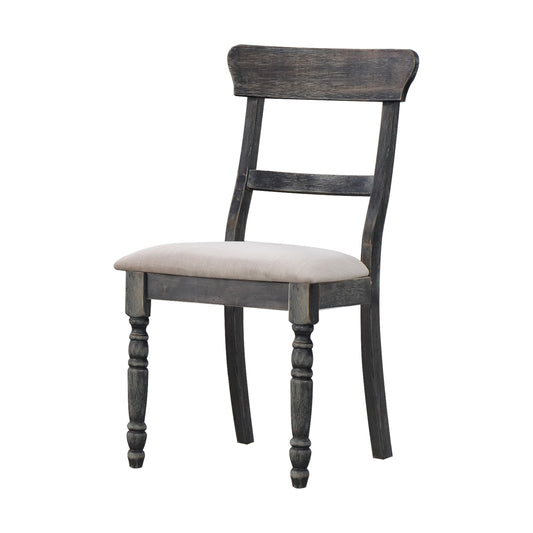 Dark gray farmhouse dining chair with upholstered seat