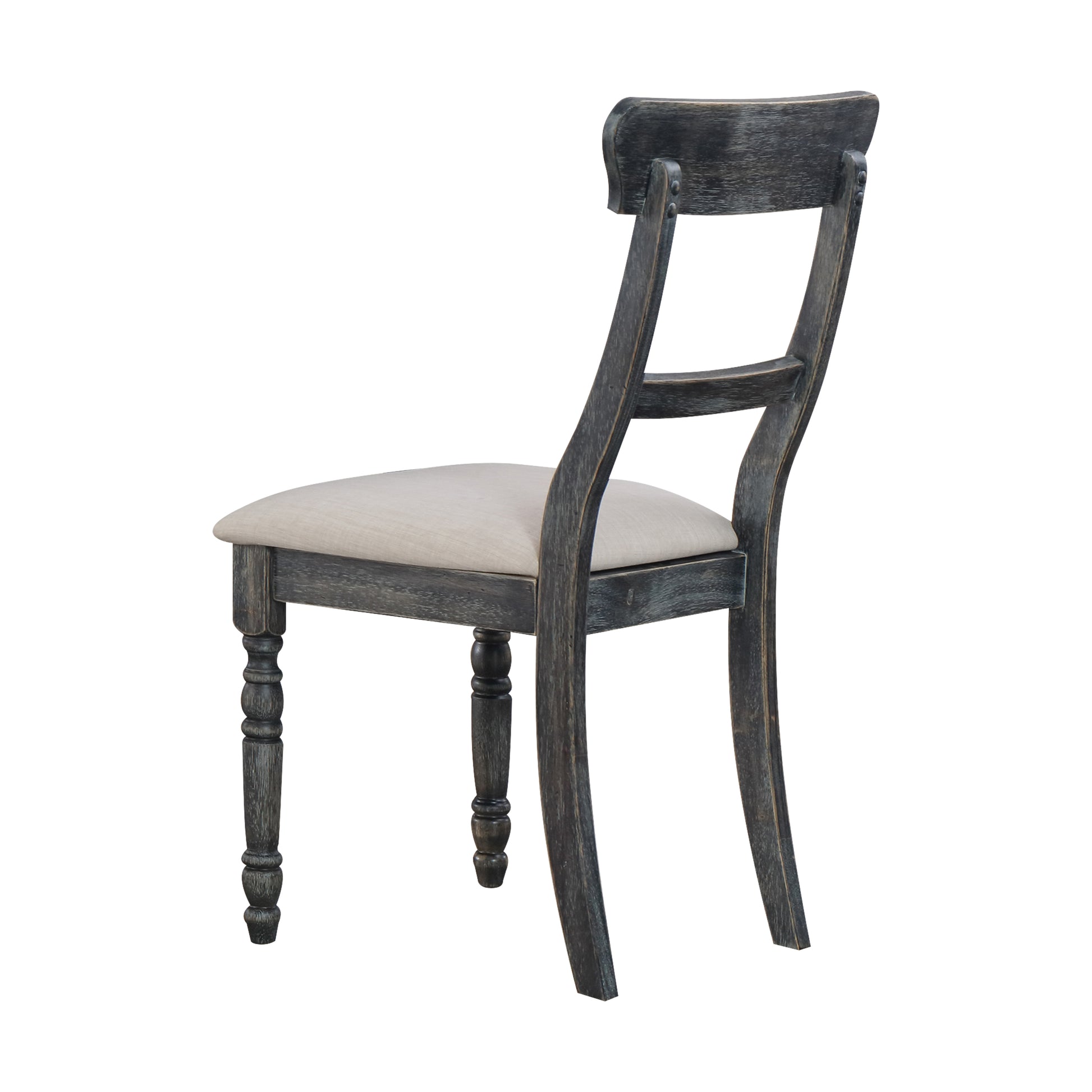 Dark wood dining chair with carved legs and upholstered seat