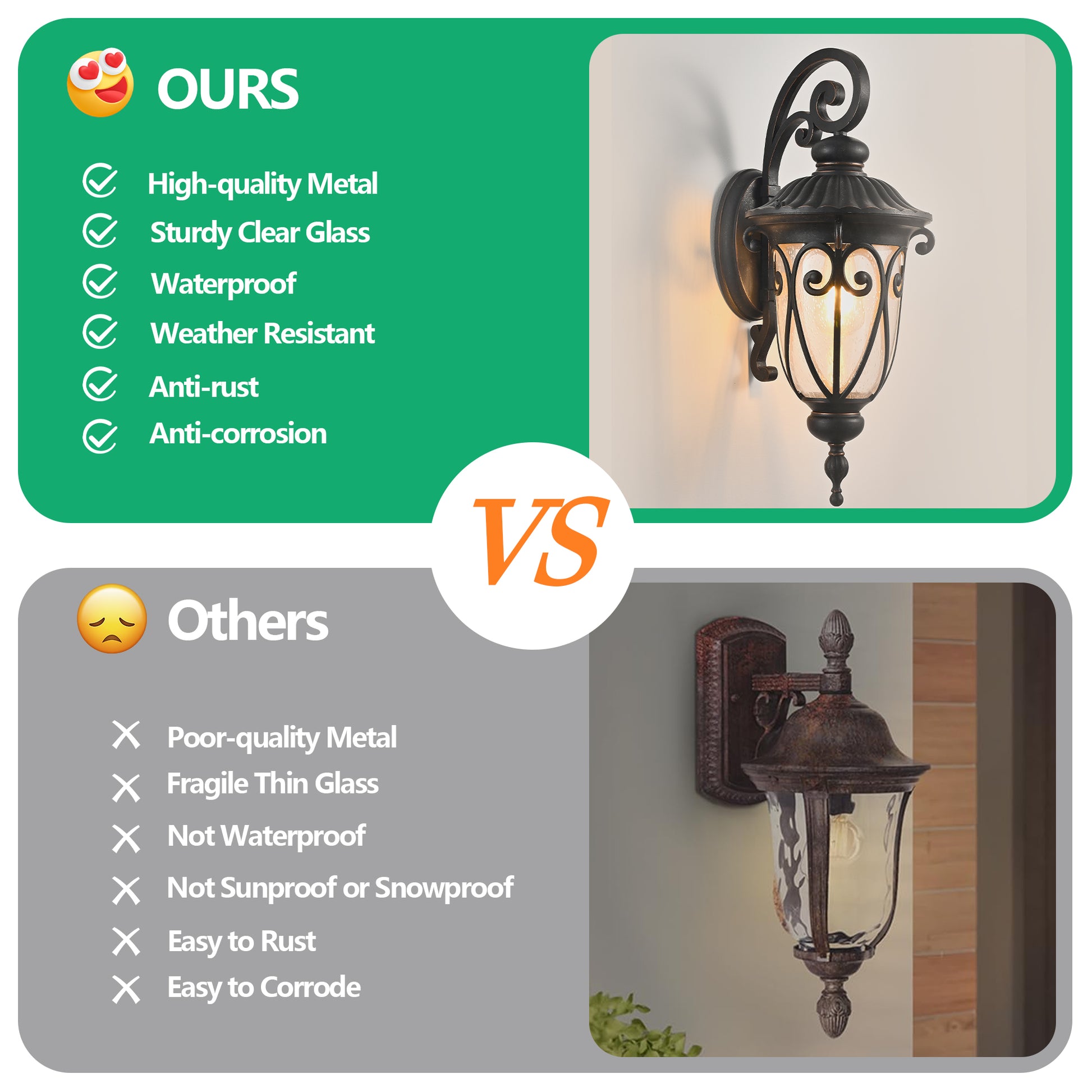 Elegant black metal outdoor wall light with seeded glass lantern design