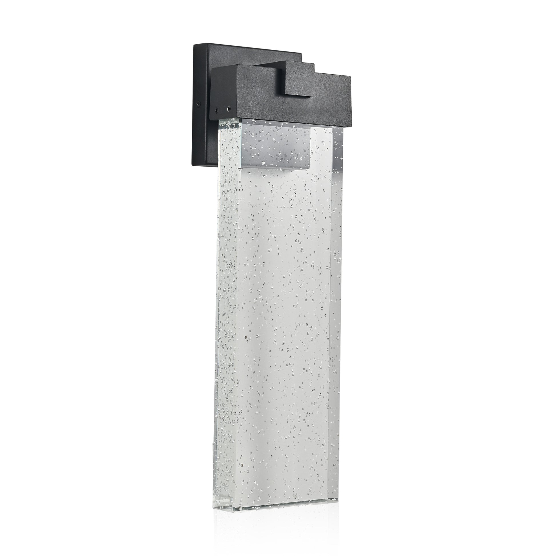 Modern black outdoor wall light with clear glass and bubble details ideal for entryway illumination