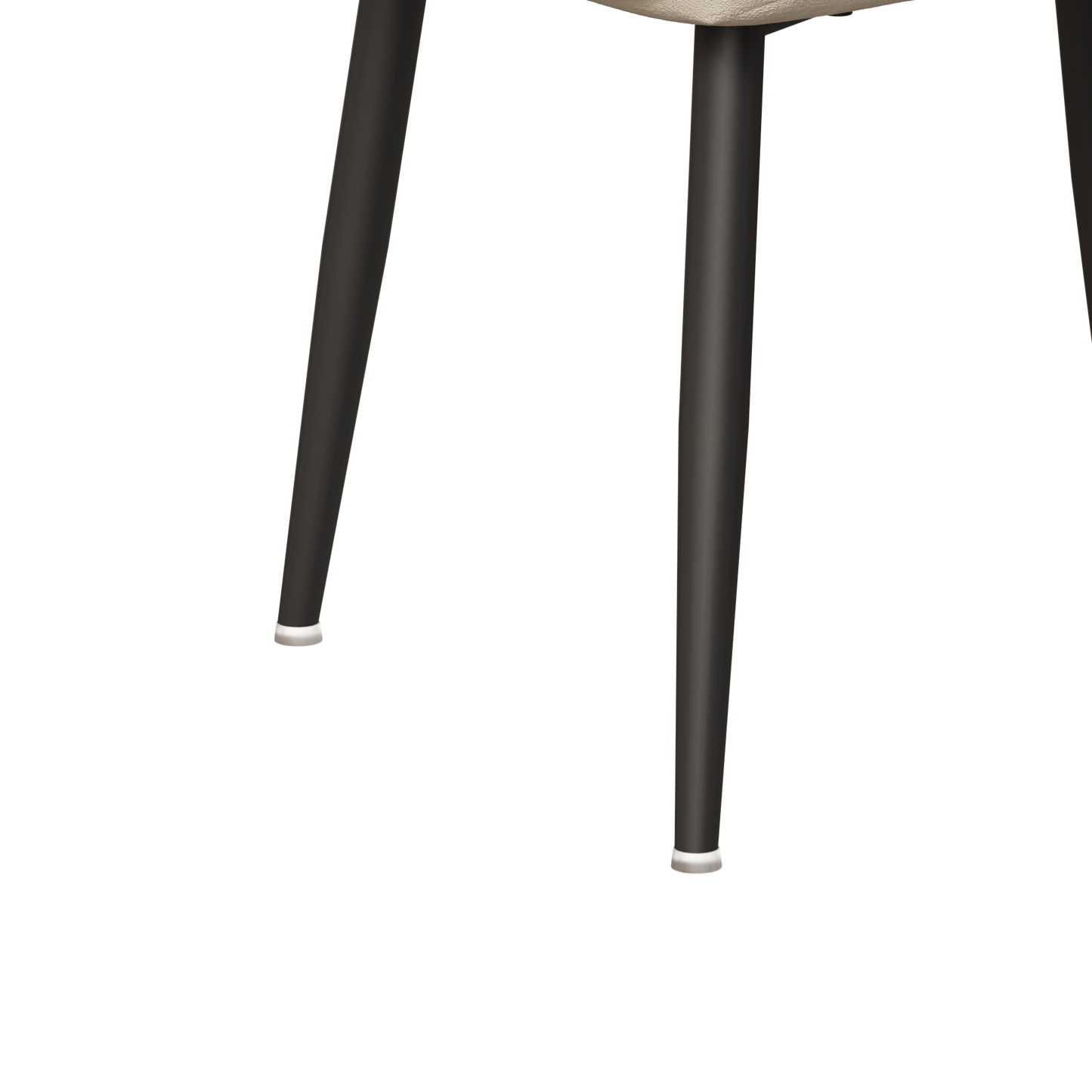 Black metal tapered dining chair legs with silver caps modern design