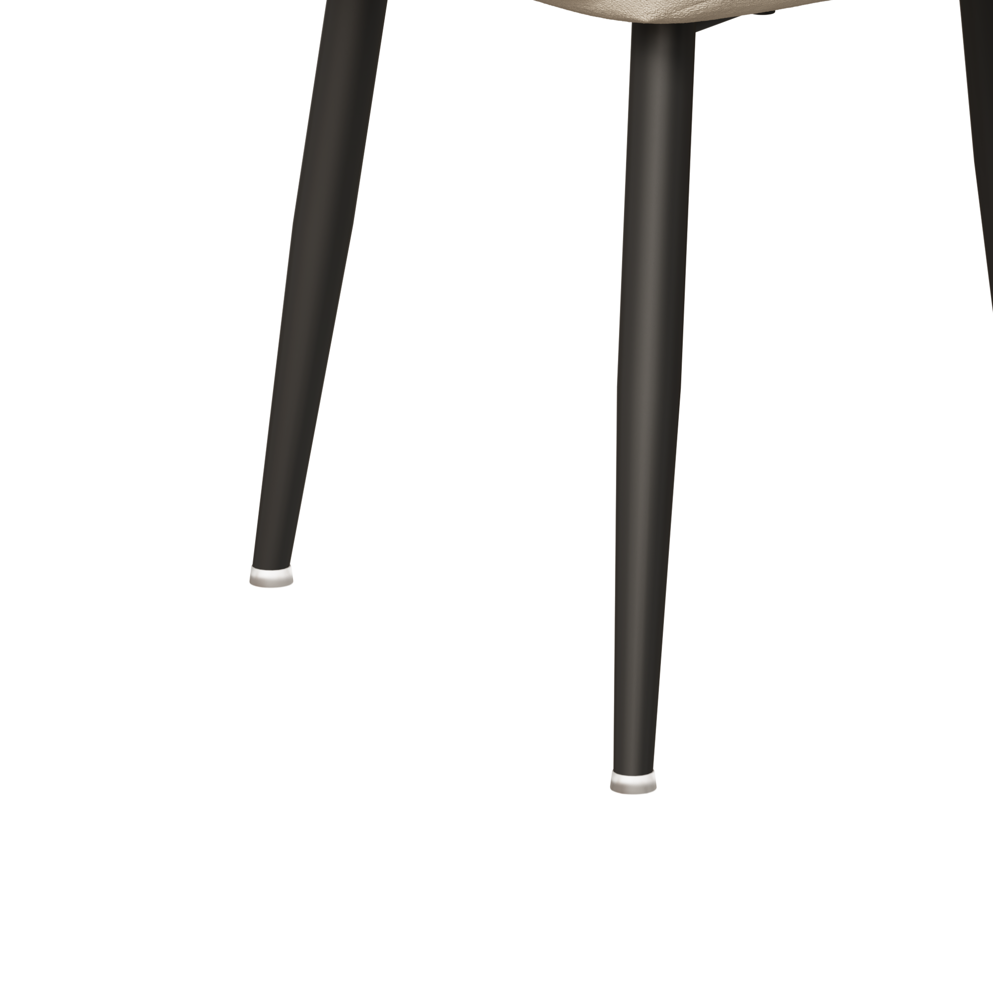 Black metal tapered dining chair legs with silver caps modern design