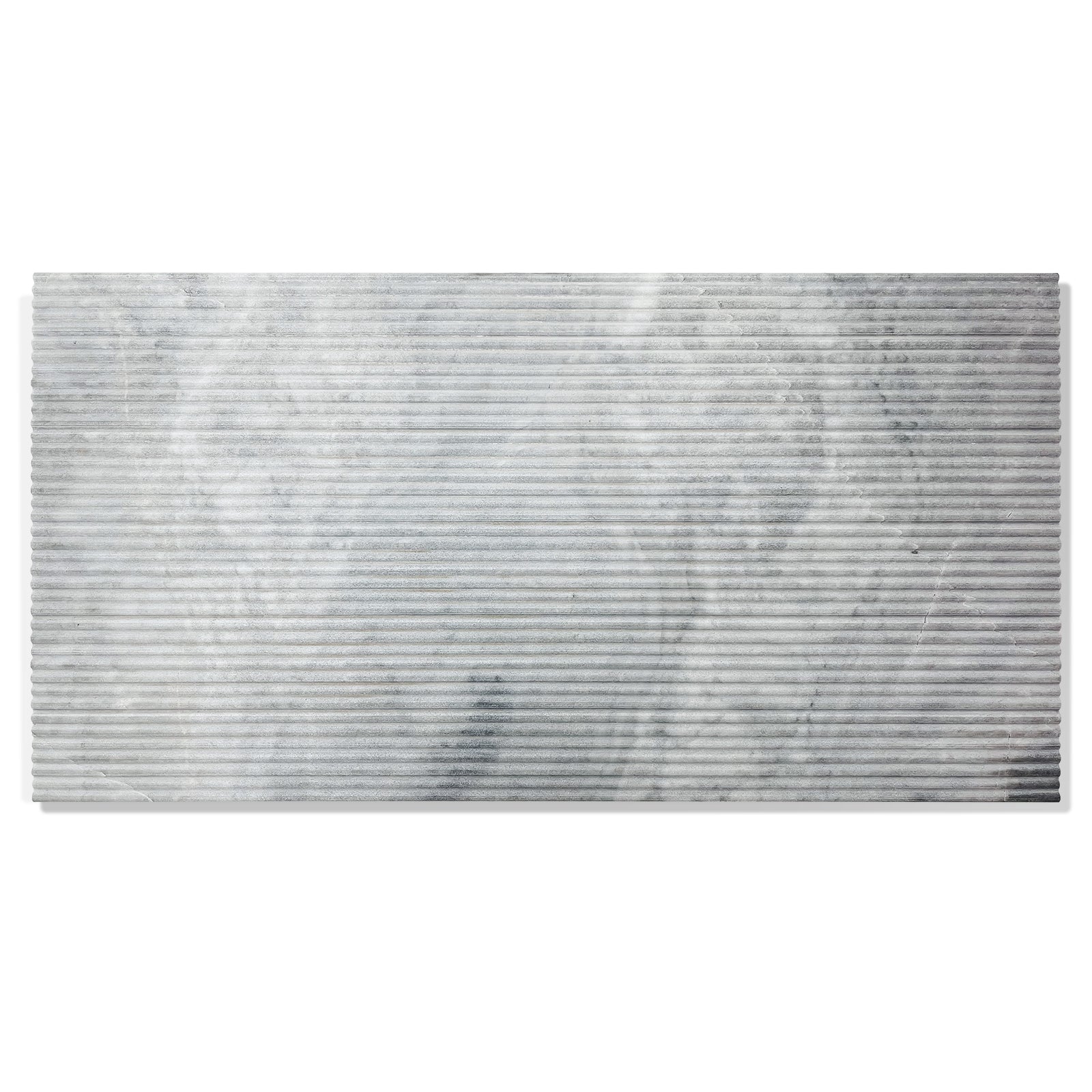 Grey corrugated metal sheet with textured surface