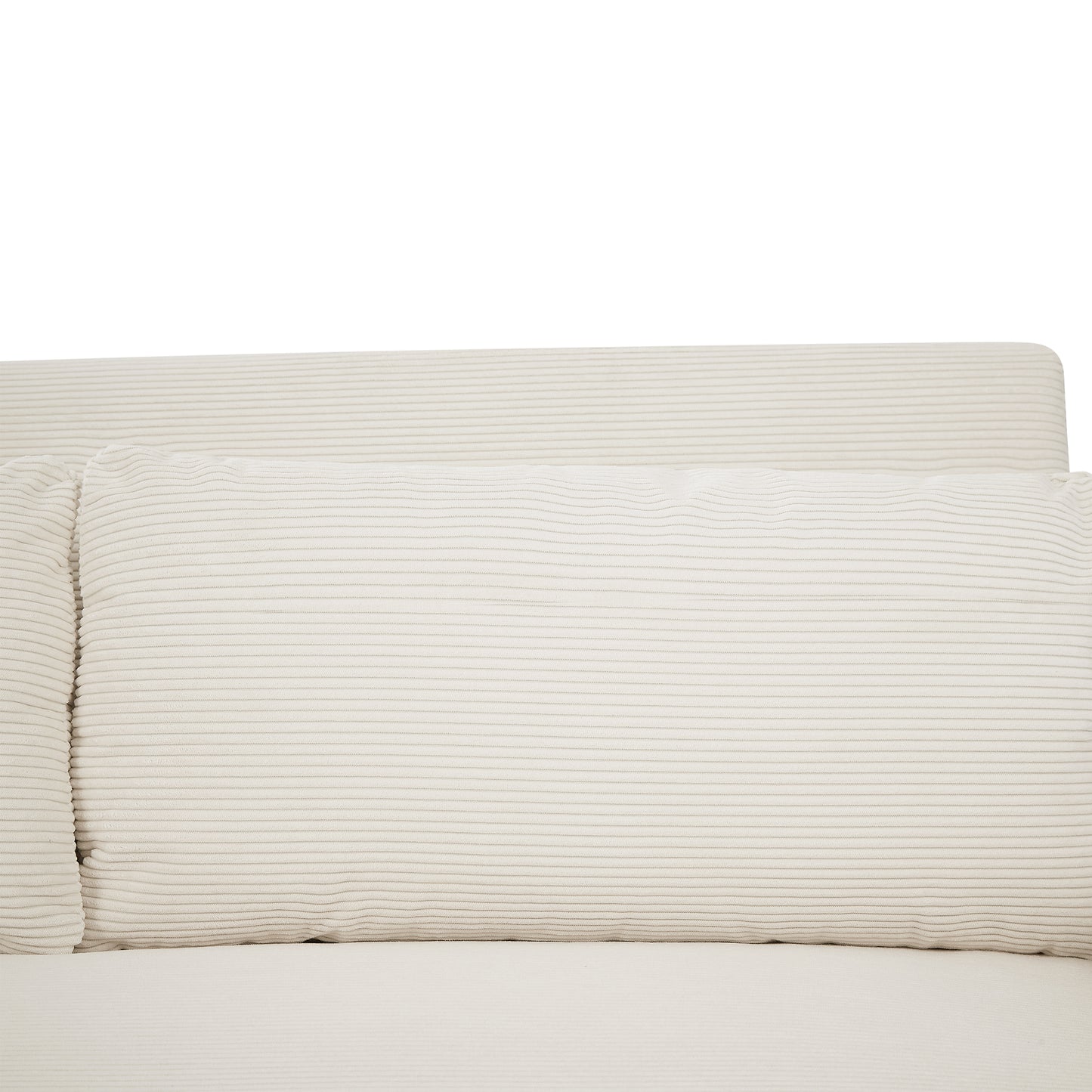 Cream corduroy sofa cushion with horizontal ribbing detail