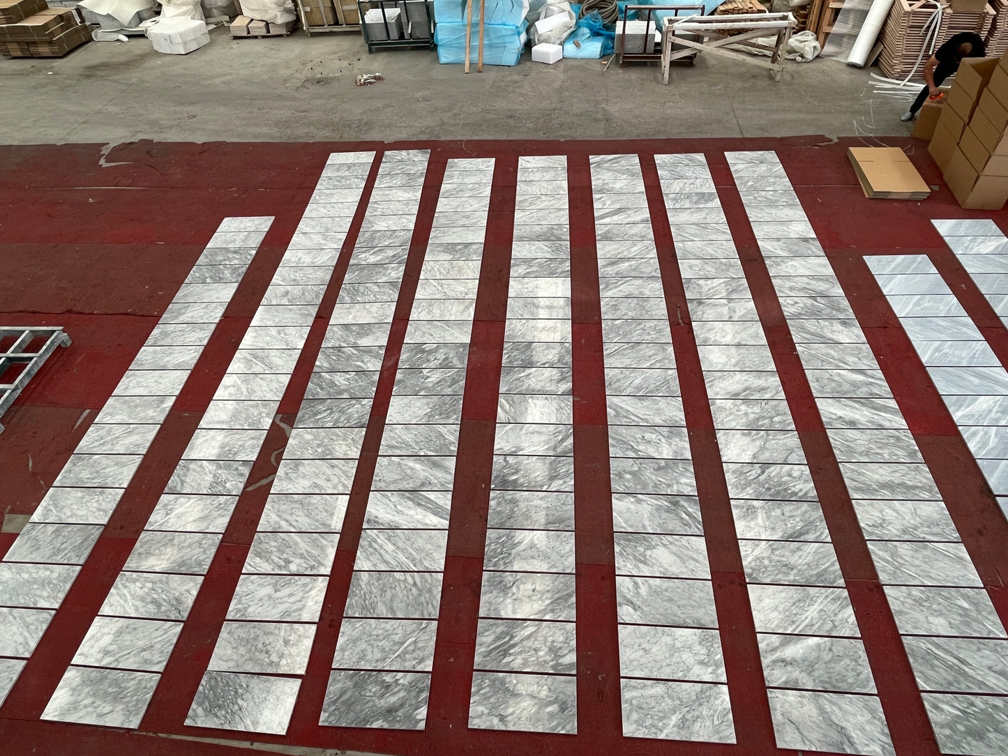 Elegant white marble tiles with grey veining perfect for modern kitchen backsplashes