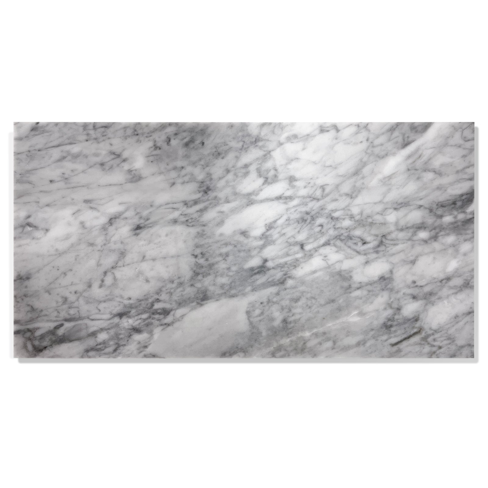 White marble slab with gray veining ideal for kitchen countertops