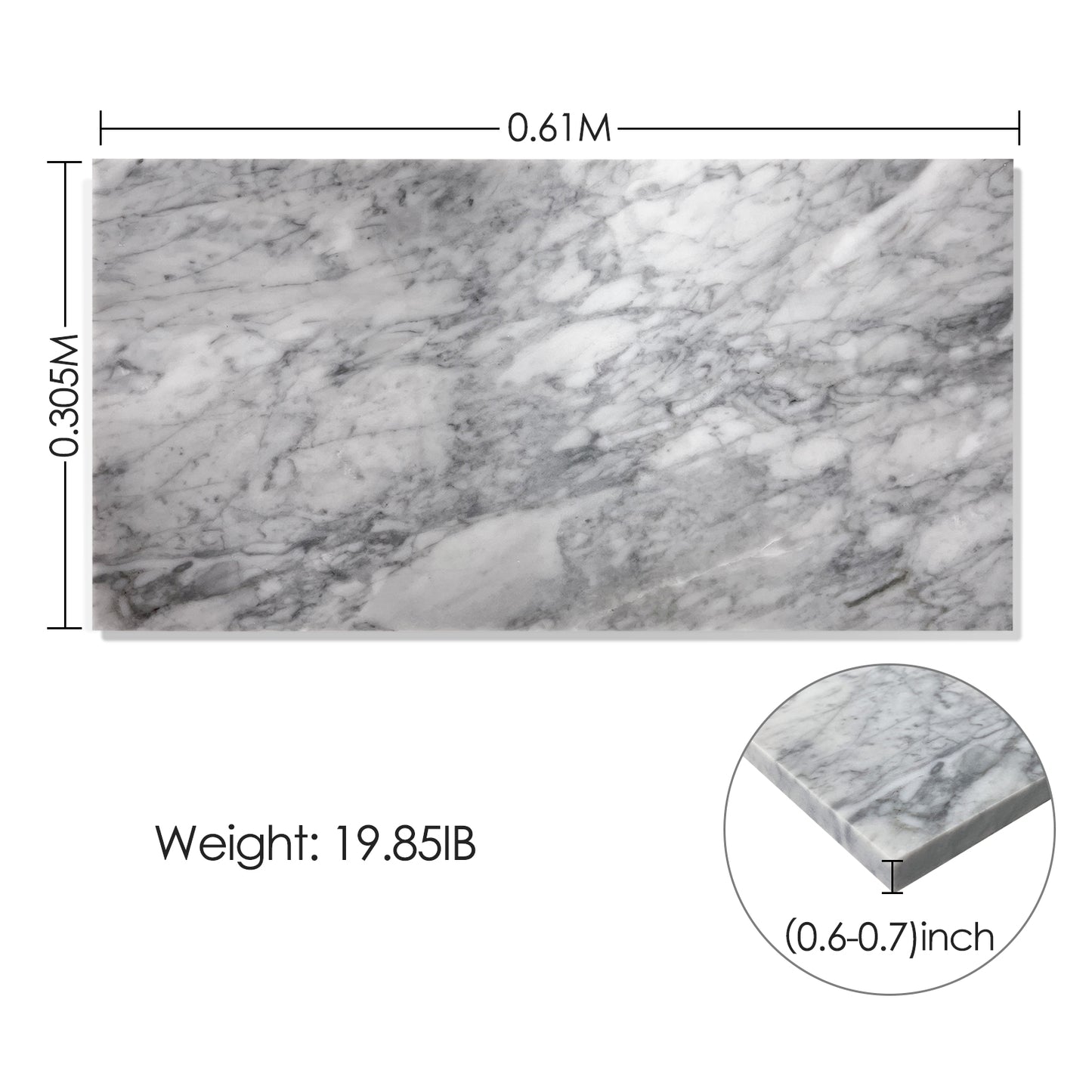 Grey marble slab with white veining M x M for countertops