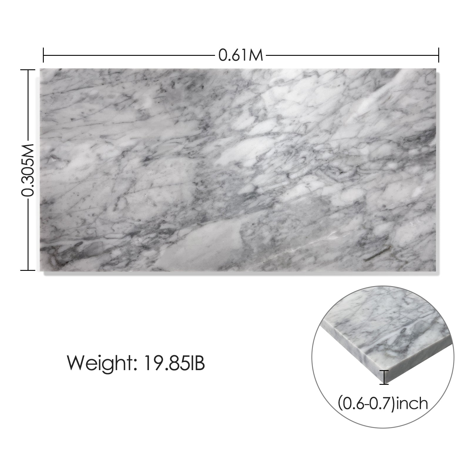 Grey marble slab with white veining M x M for countertops