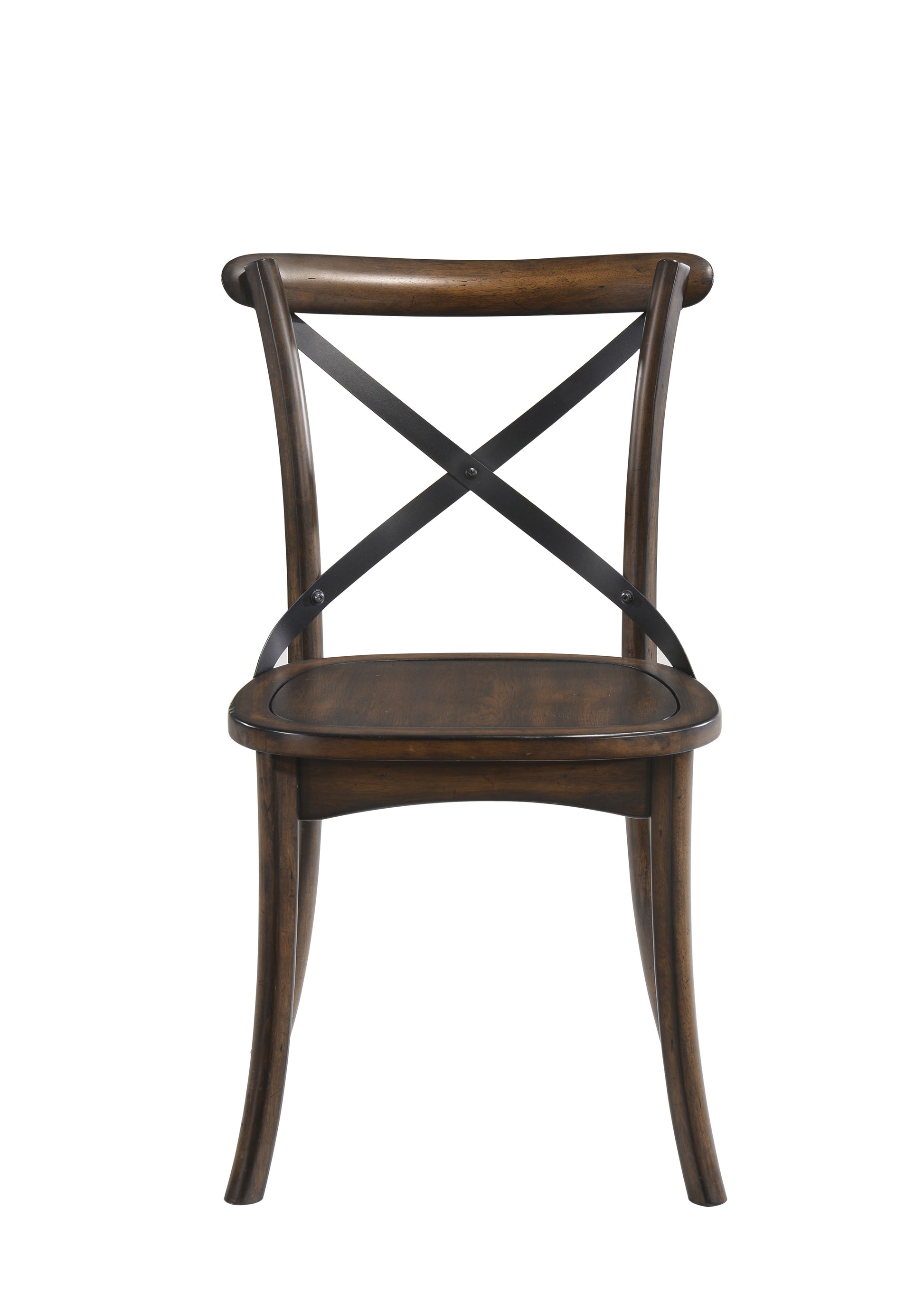 Dark wood dining chair with black cross back