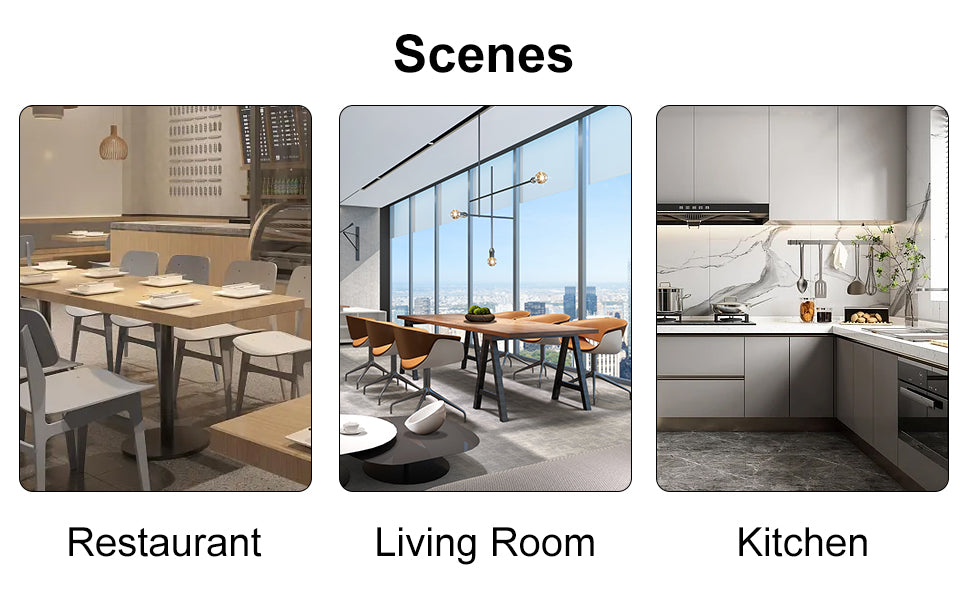 Modern restaurant dining area with light wood tables and grey chairs