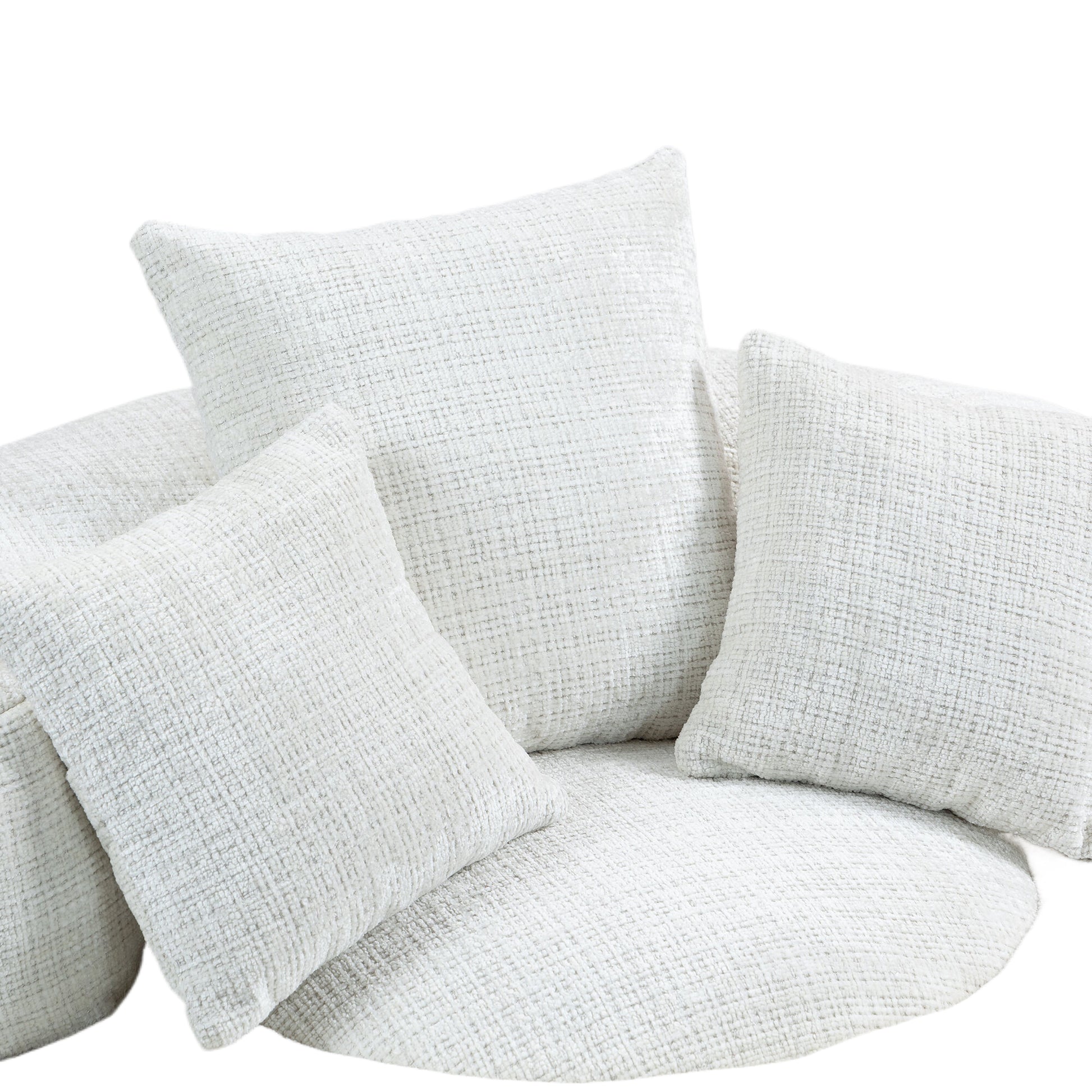 Plush white textured throw pillows for modern living room comfort