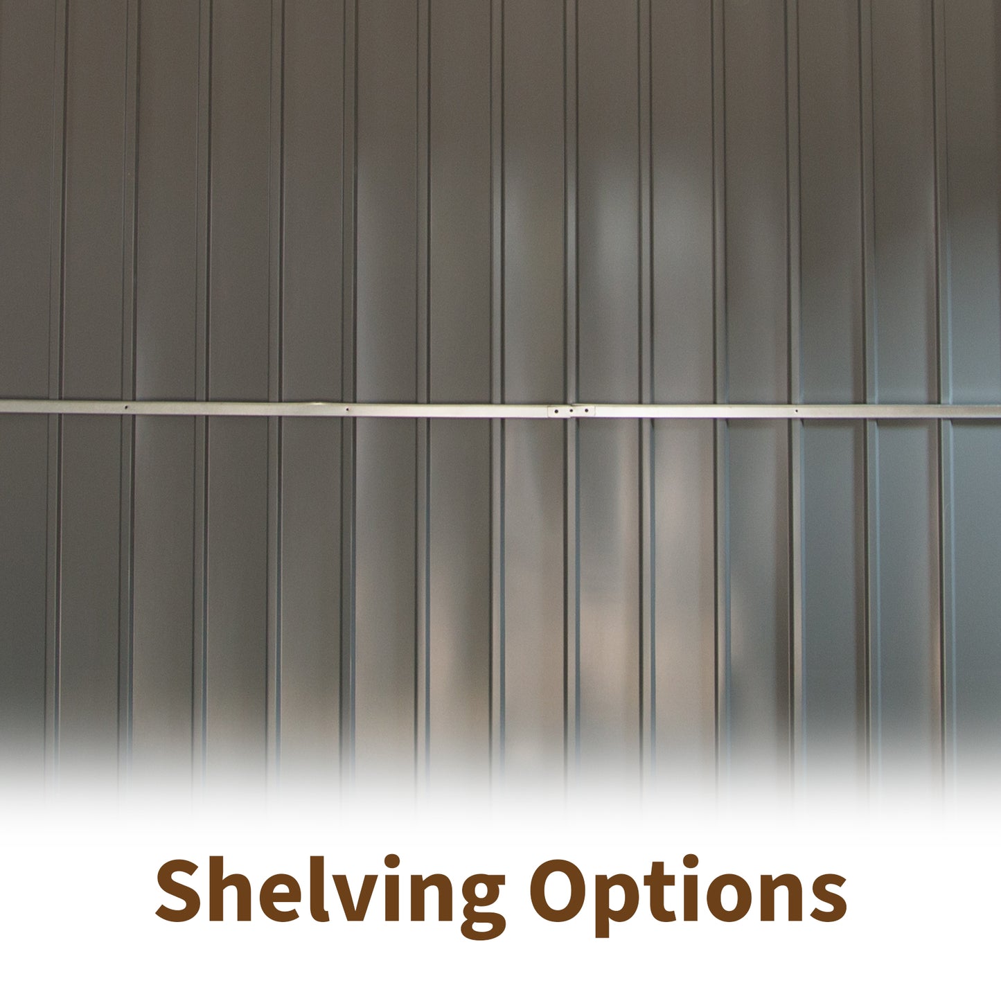 Gray corrugated metal wall with a silver support bar